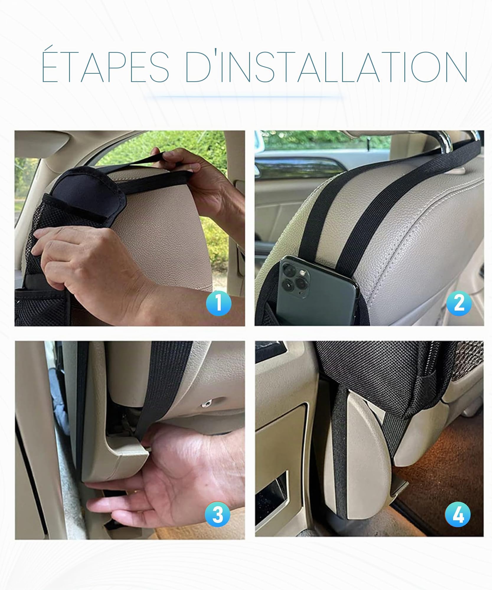 Accessoire Voiture,Rangement Voiture,Accessoires Van Aménagé,Ajustable en Hauteur Filet à Bagages Entre Les Sièges,Rangement pour Petits Objets,Convient à Toutes les Voitures,Camions,SUV