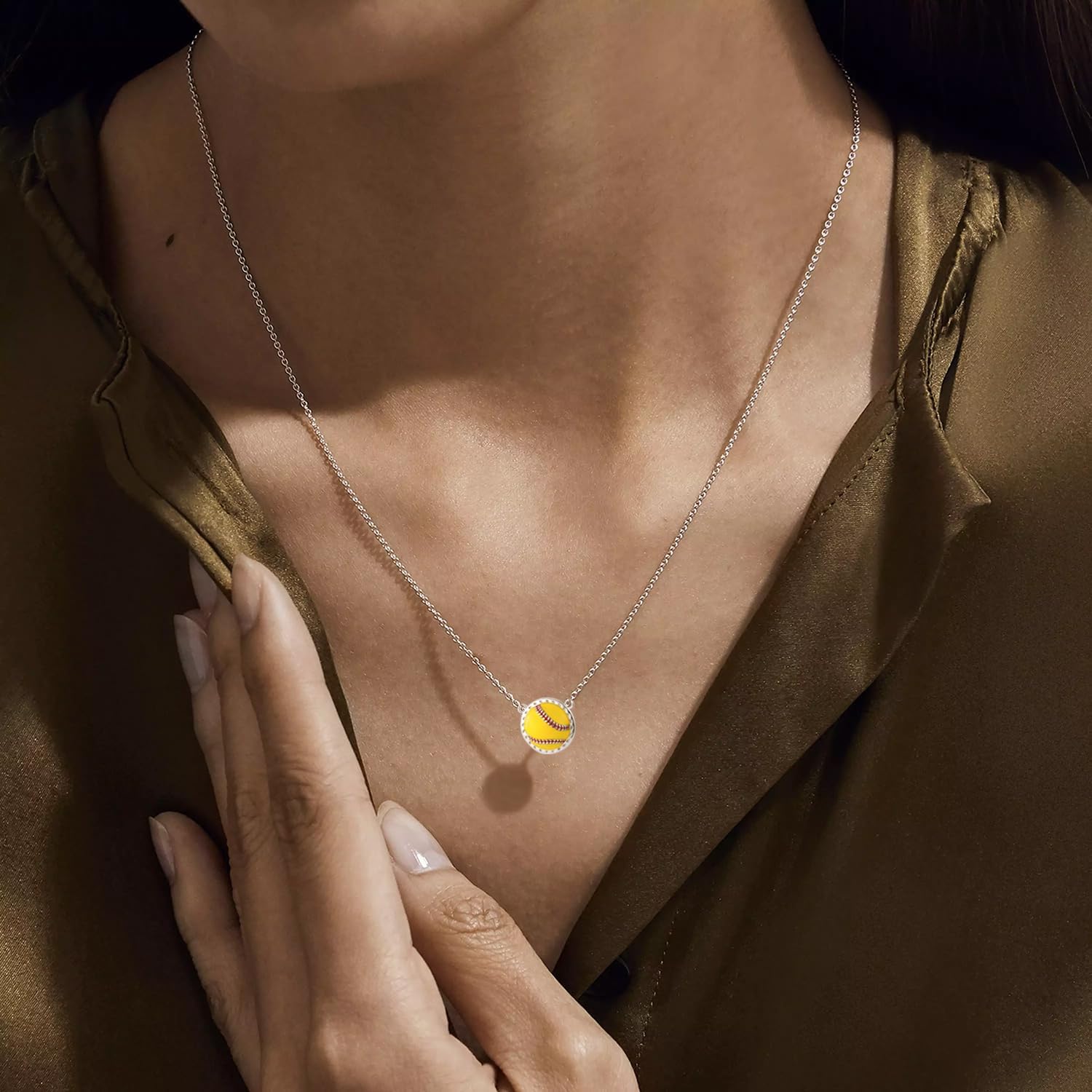 925 Sterling Silver Softball Necklace for Women Sports Jewelry Gift for Softball Fans - Image 6