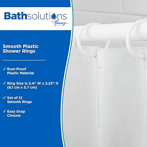 Miniatura 2 de Kenney Anillos de cortina de ducha blancos paquete de 12