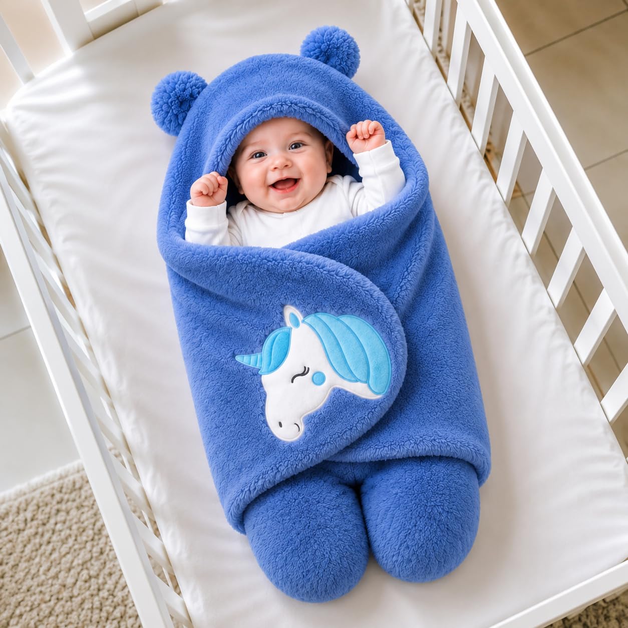 first kick baby blankets new born pack of wearable hooded swaddle wrapper sleeping bag for baby boys and baby girls pack of 1 (0-6 months, turquish blue)