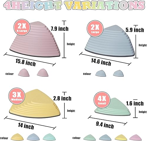 Miniatura 4 de MammalGol - Piedras de equilibrio para niños, escalones de salto para interiores o exteriores, juguetes de ejercicio y equipo de coordinación para