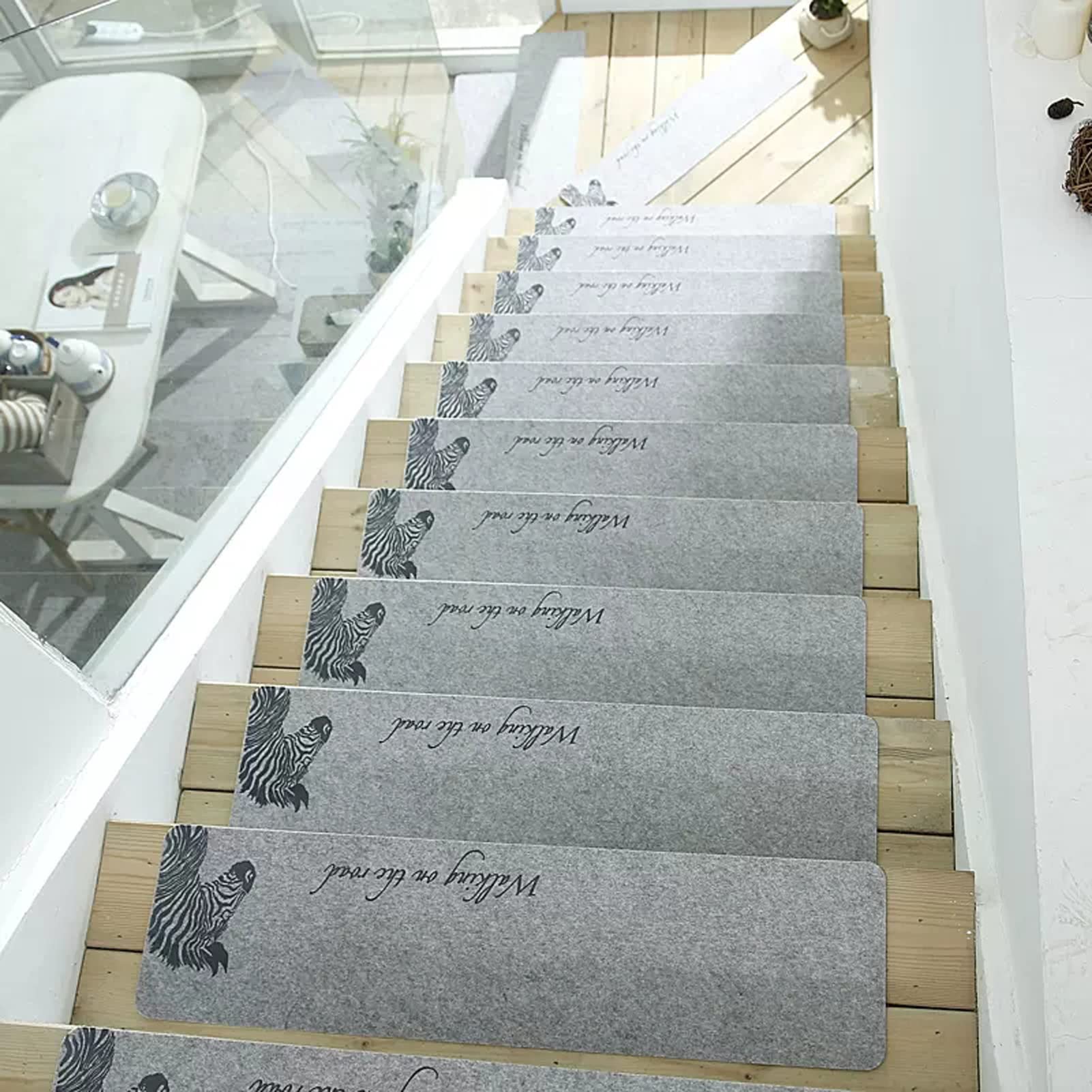 DFrywdgSEY Stair mats, Non-Skid Indoor Runner Floor Mat Stair for Kids Elders and Pets(13,3PCS)