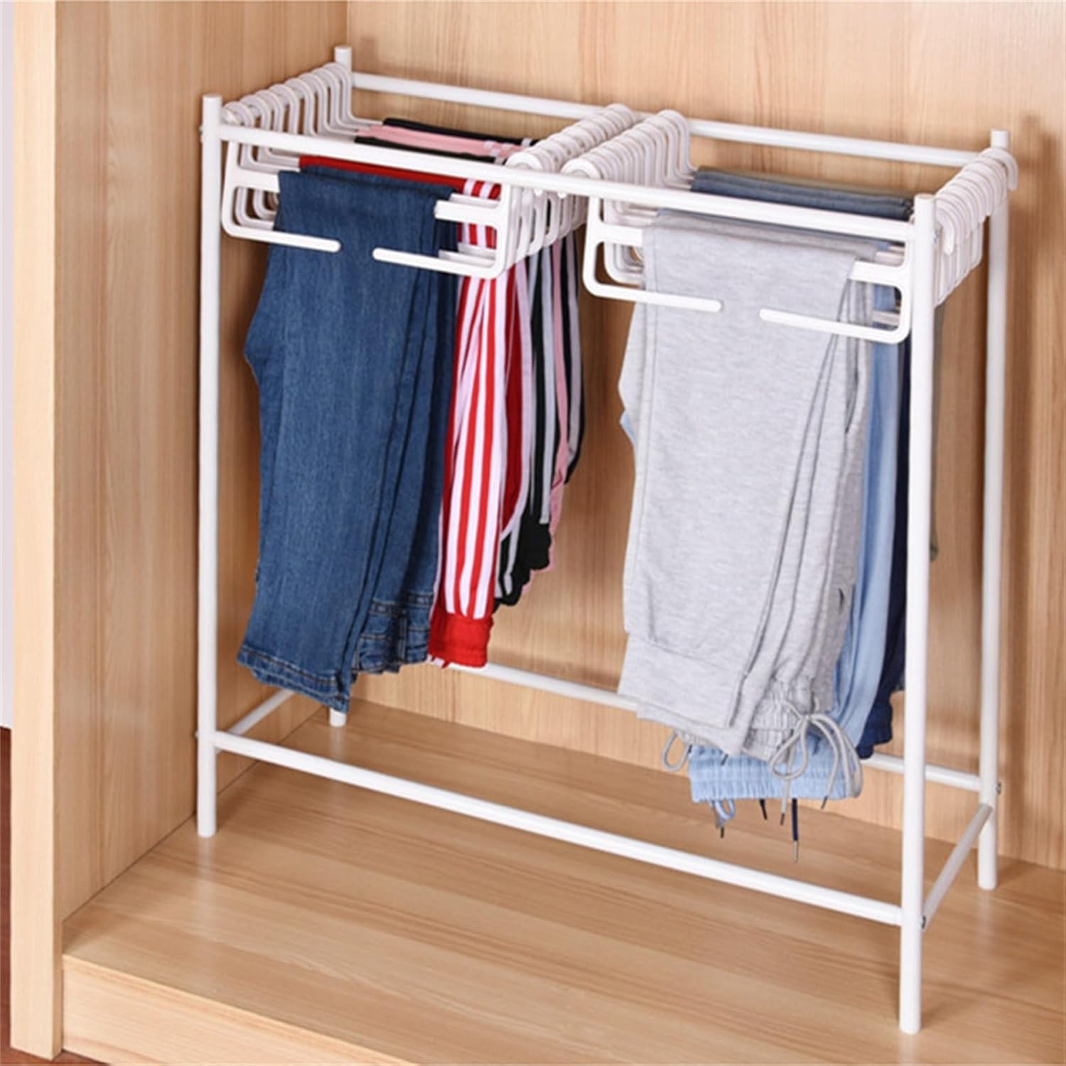 ズボンハンガー 取り外し可能なグリッパーズボンラッククロークコートラックハンギングラック 省スペース
