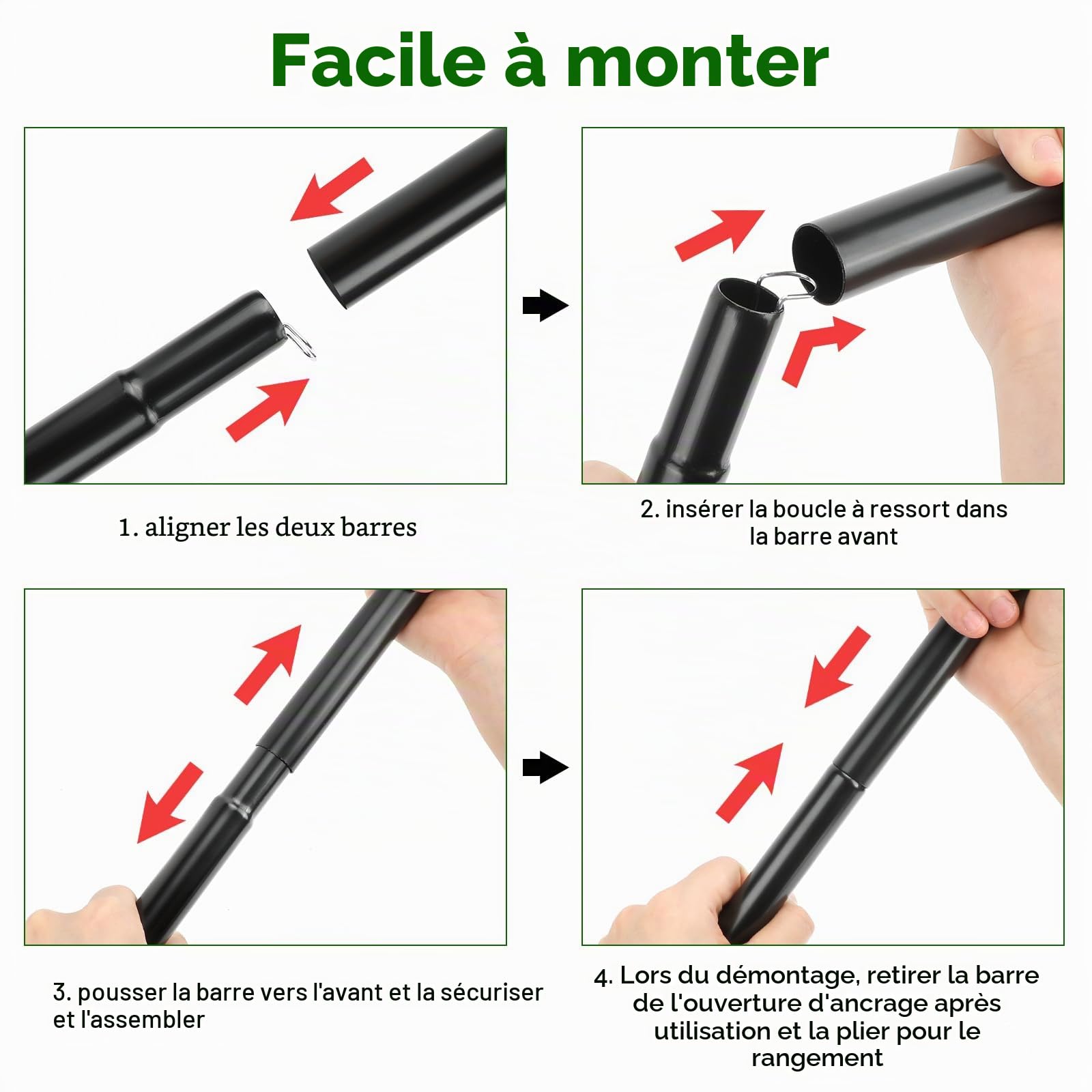 KOMCLUB Tente télescopique 42-195 cm | Bâtons de camping réglables pour bâche et voile d'ombrage, sac de transport inclus