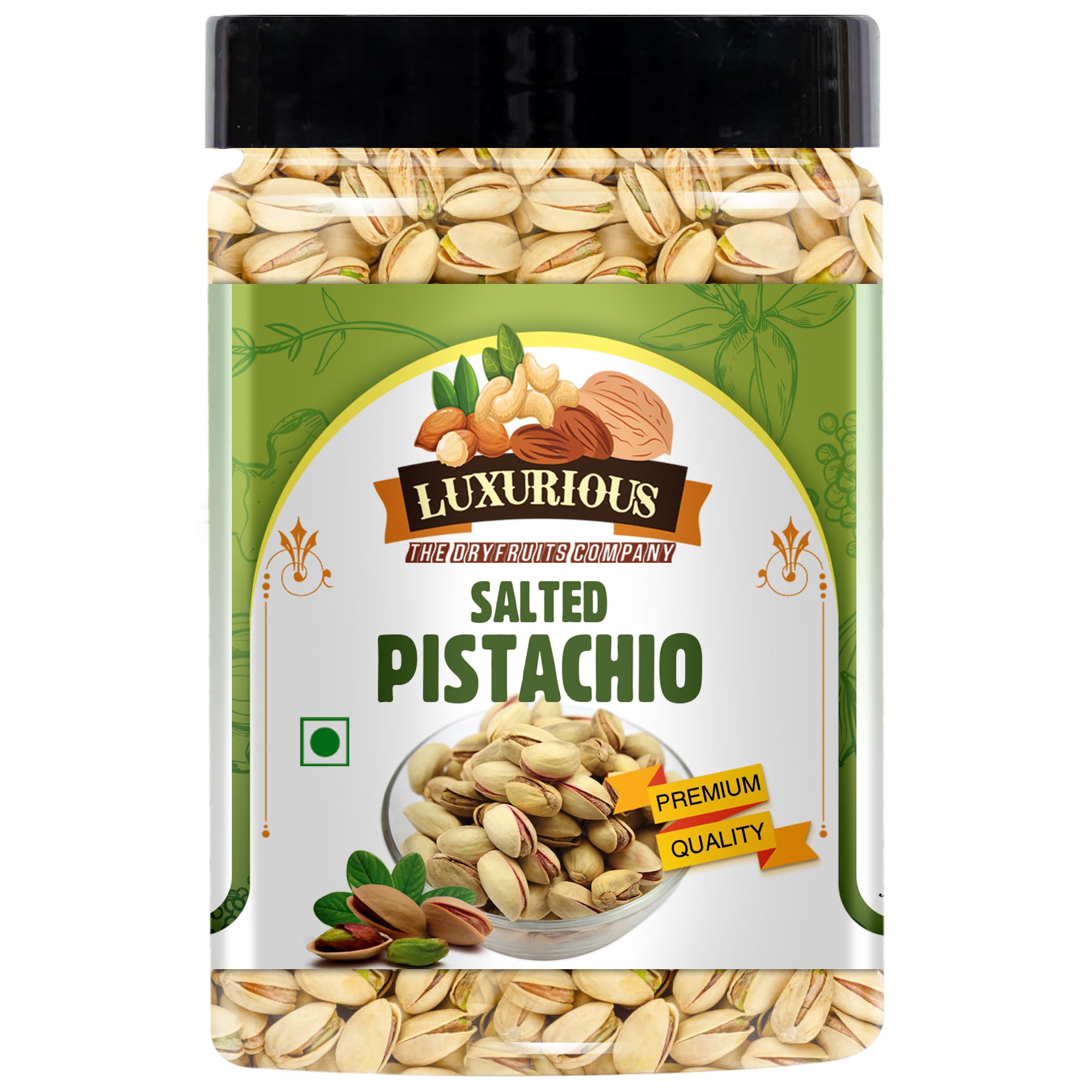 Luxurious Salted Pistachios - Savory Symphony | 250g Jar | Cholesterol-Free, Sodium-Free, Fiber-Rich | Heart-Healthy Snack with Unsaturated Fats | Perfect for Gifting & Culinary Use (B0CSX8GMZ4) Amazon Price History, Amazon Price Tracker