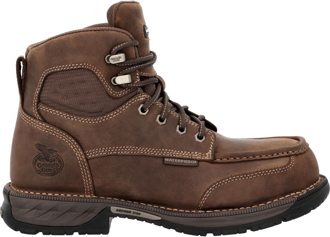 Georgia Boot Athens 360 6" Side-Zip Waterproof Nano Composite Toe Moc-Toe Work Boot
