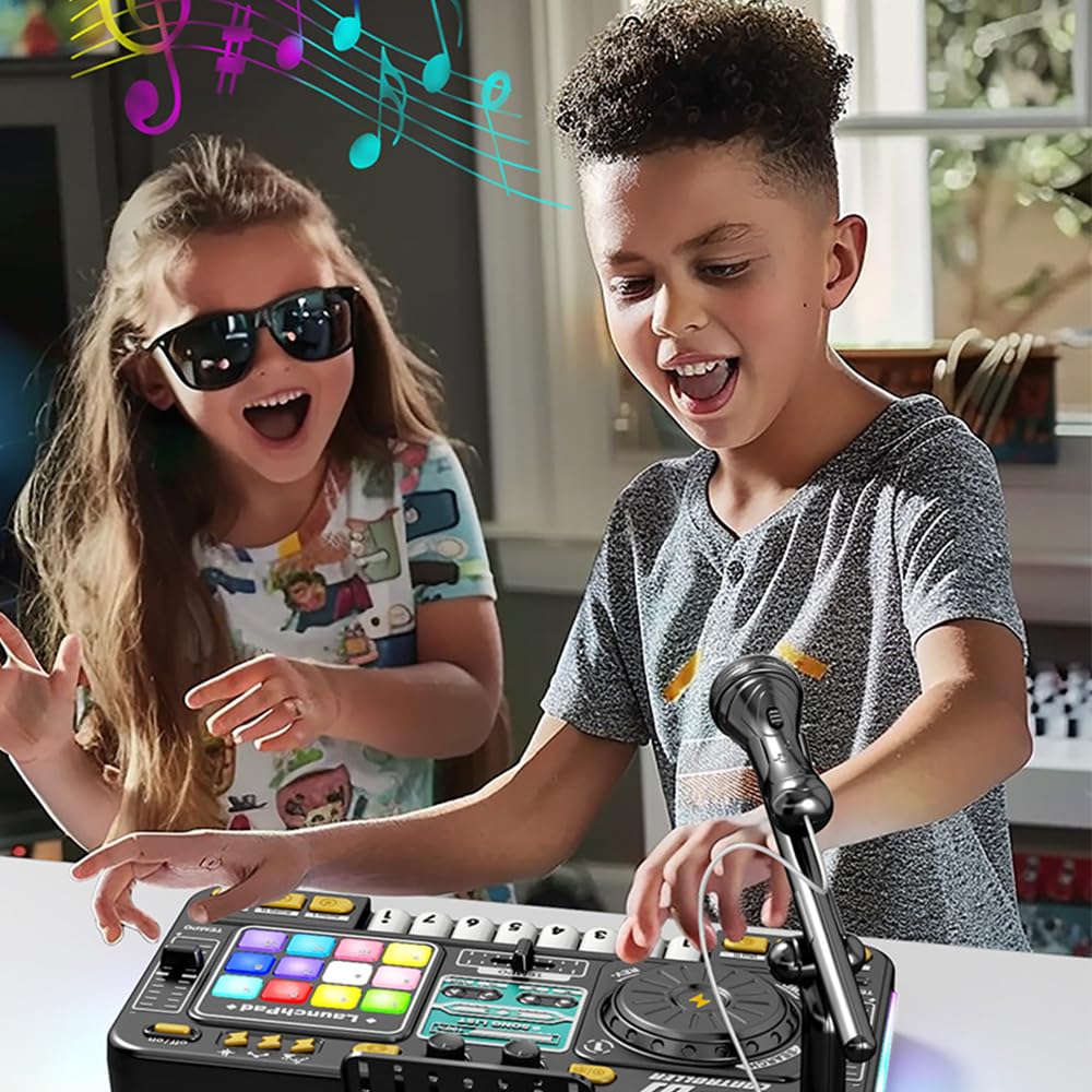 Il mixer DJ per bambini e il lettore di dischi possono essere collegati al microfono Bluetooth