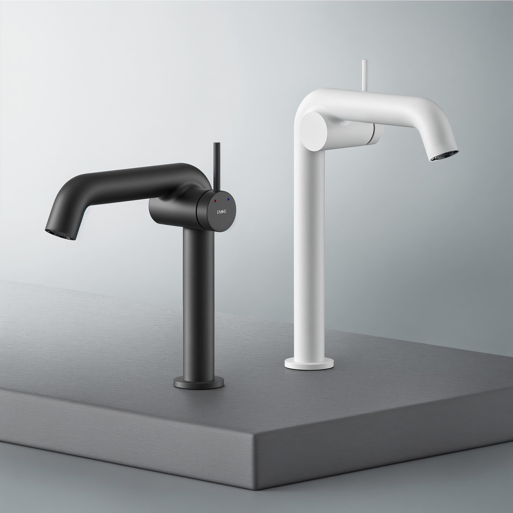 EMKE Grifo de baño negro mate, 222 x 200 x 76 mm, latón, cartucho de cerámica, grifo de baño, grifo con aireador, grifo de lavabo, grifo mezclador de lavabo de fácil instalación