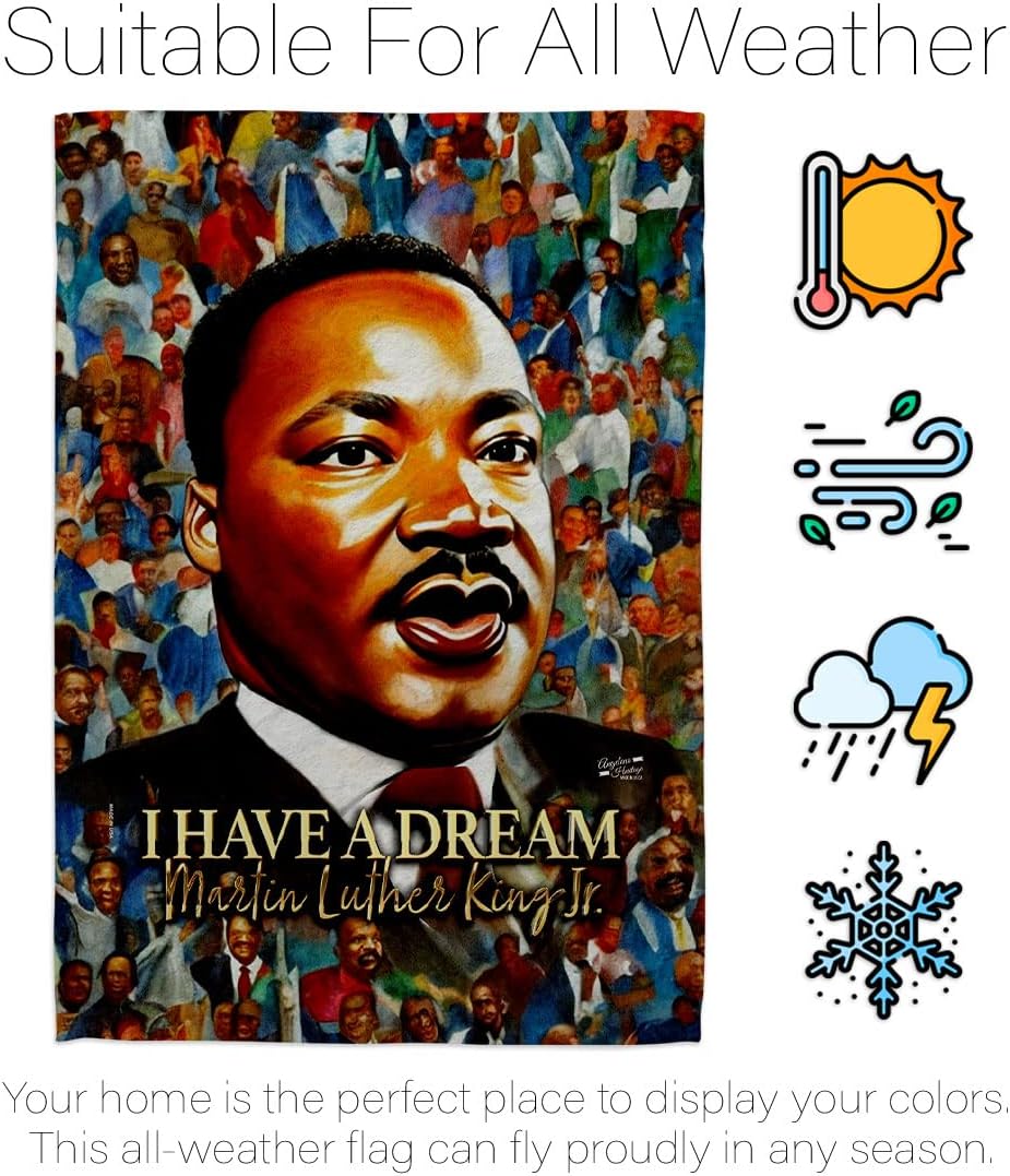 Martin Luther King Decorations Home Decor Flag Pole Banner Room Wall Art Patio Lawn Front Porch Outdoor Small Tapestry Yard Sign Black History Month African American Heritage Gifts Made In USA