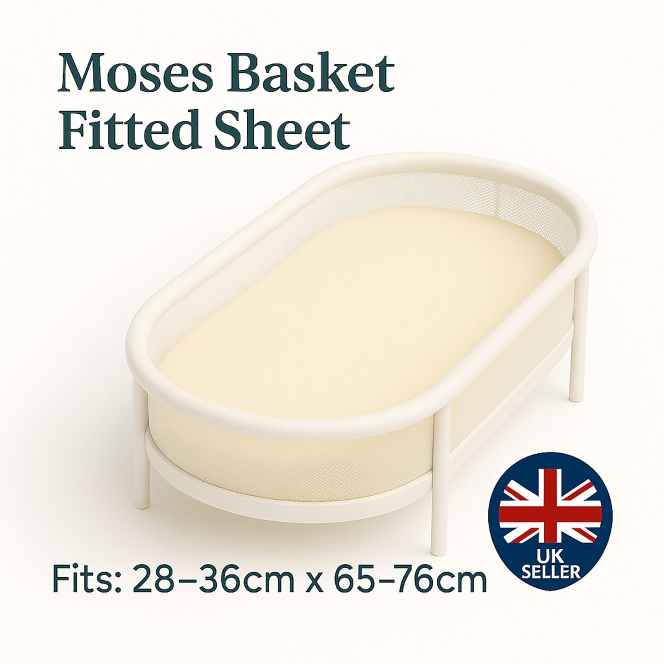 Dudu N Girlie Moses Basket Sheets Fully Fitted, 75 x 30 Moses Basket Bedding - Image 2