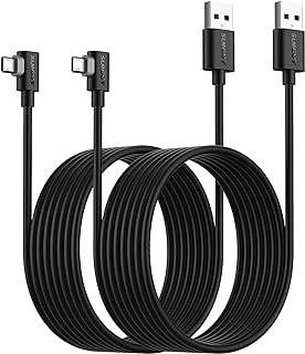 SUNGUY Right Angle Micro USB Cable 90 Degree Reversible Micro Connector Fast Charging Data Sync Cord Lead for Samsung Galaxy S6 S7 Edge S5 Note 4,Motorola Moto G5 Plus and More - Black (3m*2)