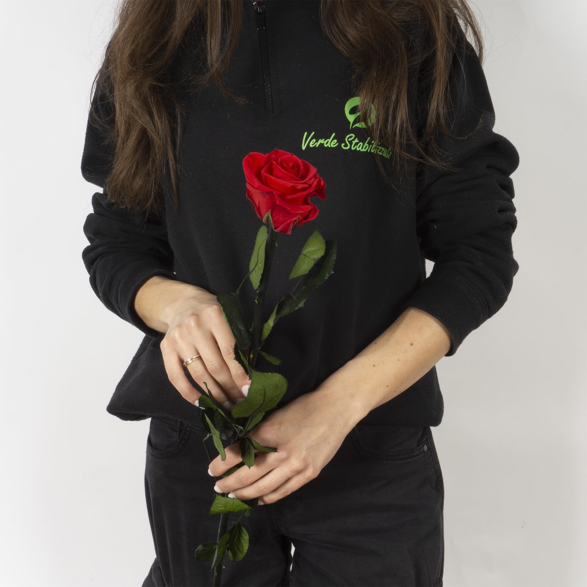 Rosa Stabilizzata Vera, Fiori 100% Made in Italy - Pronta in Elegante Confezione Regalo con Nastrino - Idea Regalo Mamma, Anniversario, Compleanno Donna e San Valentino, Rose con Stelo (Rossa, 1)