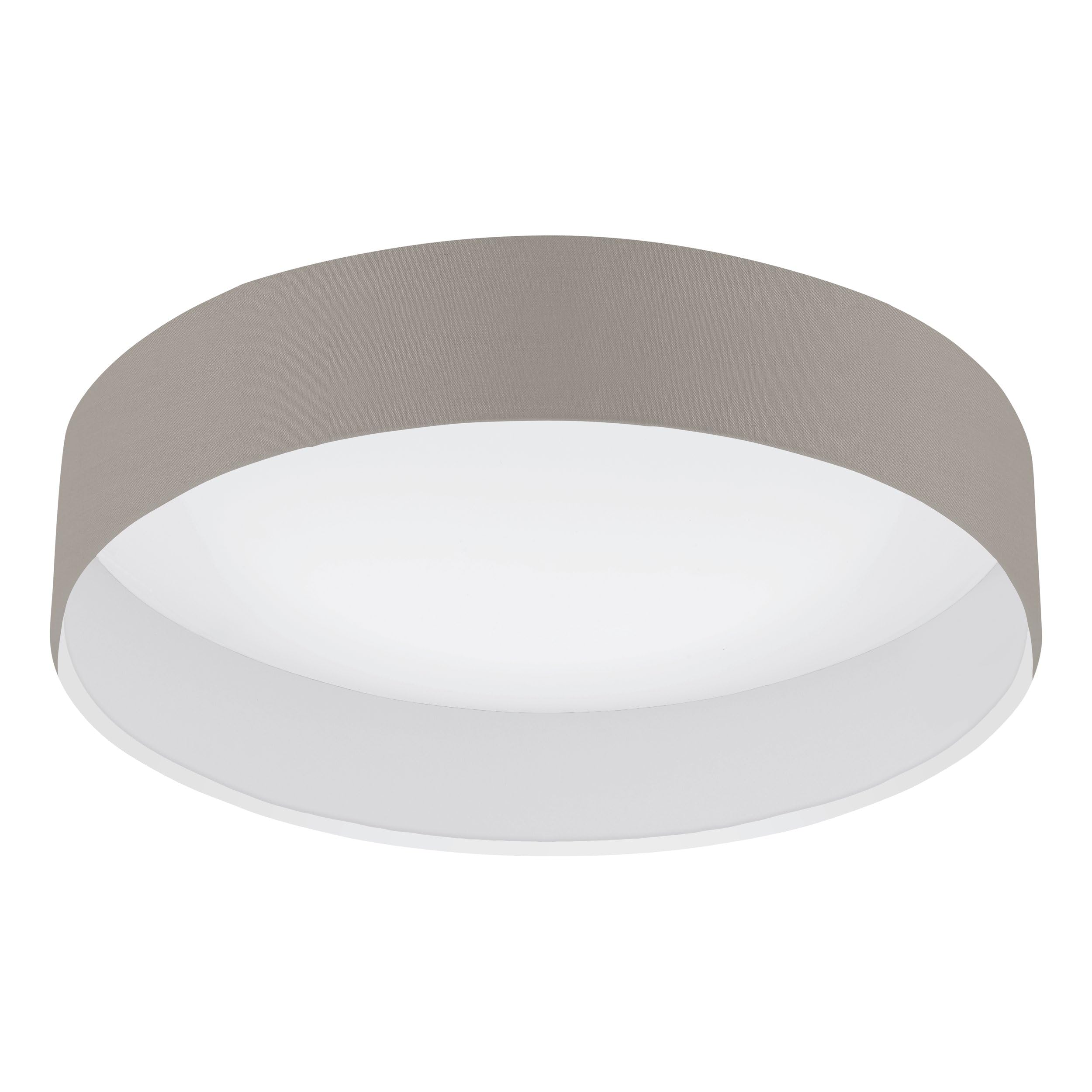 EGLO LED Deckenlampe Pasteri, Textil Deckenleuchte Schlafzimmer, Lampe Decke Wohnzimmer, Wohnzimmerlampe aus Stoff und Kunststoff in Taupe und Weiß, Ø 32 cm