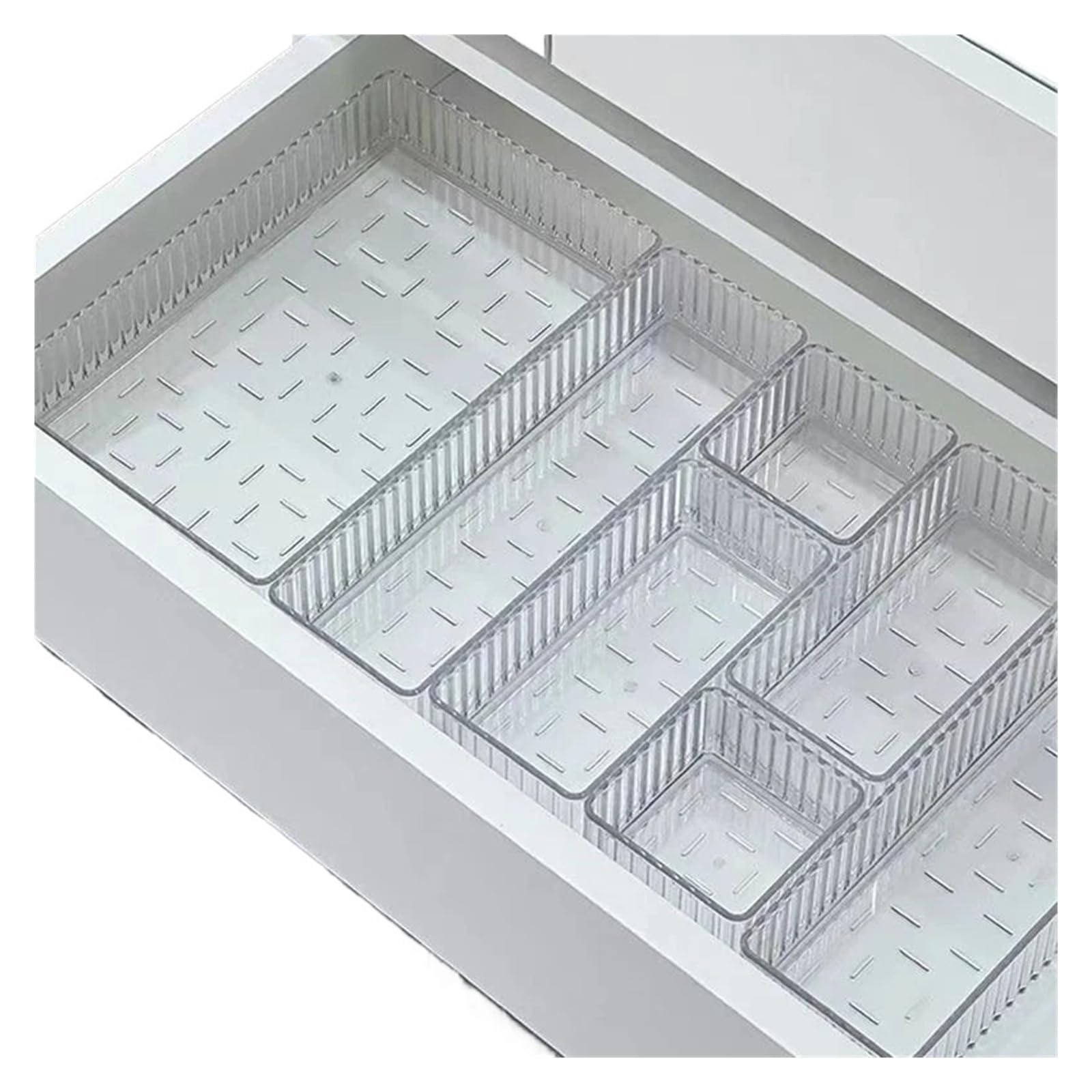 Generico Organizer for cassetti in acrilico impilabile da 7 pezzi - Vassoi divisori regolabili for cosmetici, scatola portaoggetti modulare for trucchi