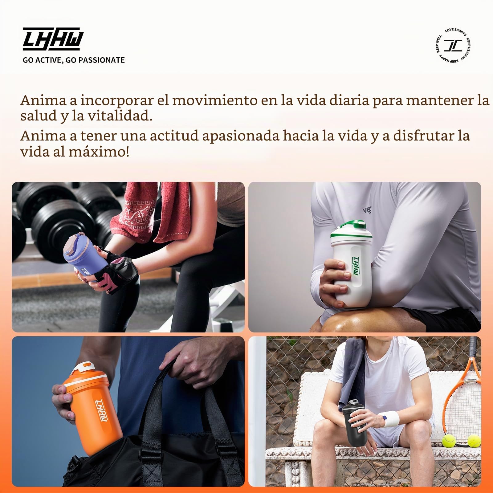 LHHW Coctelera de proteínas de acero inoxidable, 500 ml, no requiere bola mezcladora, mantener el frío, a prueba de fugas, sin BPA, batido de proteínas