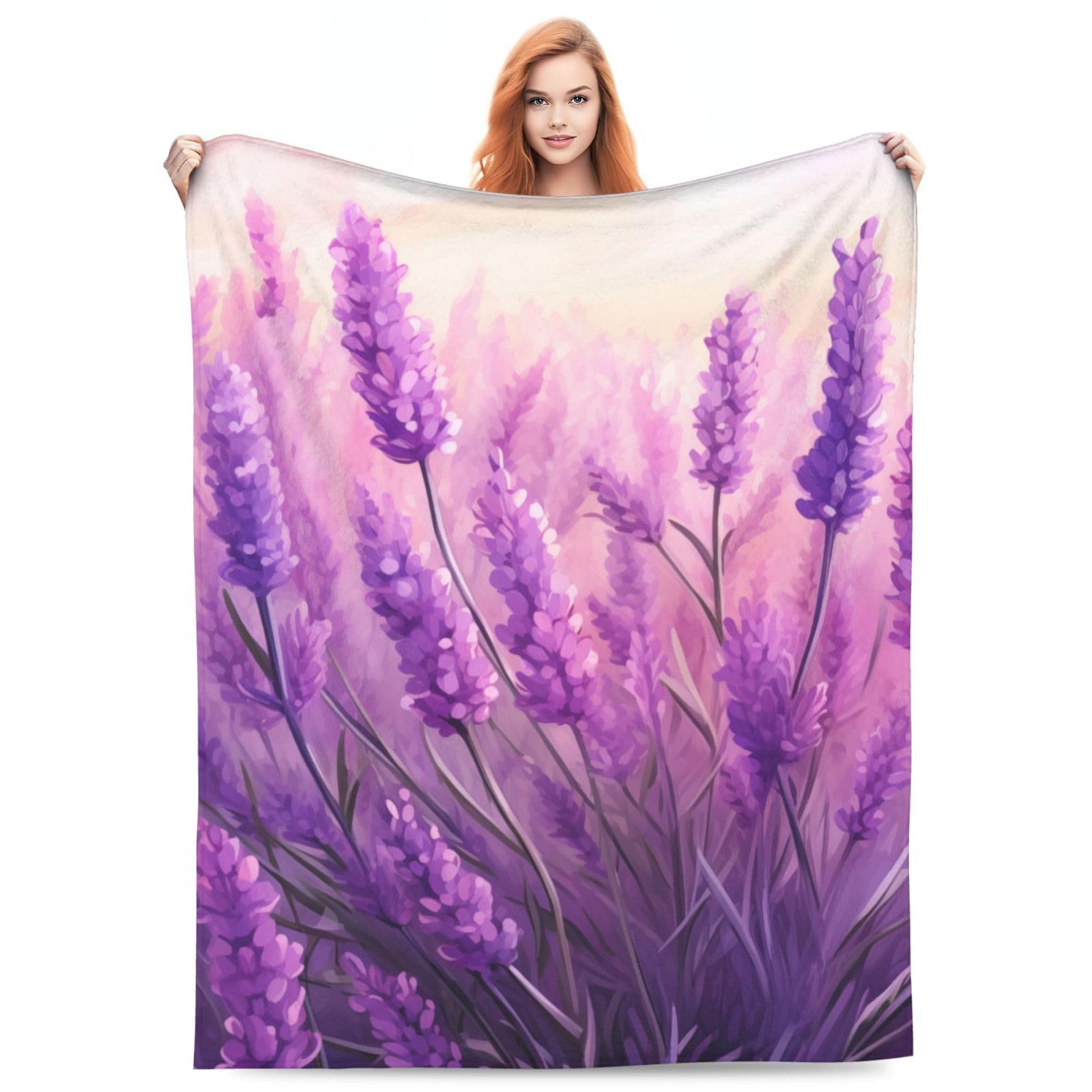 Turamurra Lavender Floral Blanket Gifts for Women Girls Adults Soft Warm Lightweight Cozy Purple Flower Throw Blankets for Couch Bedroom Sofa Living Room Decor 80x60in — image 1