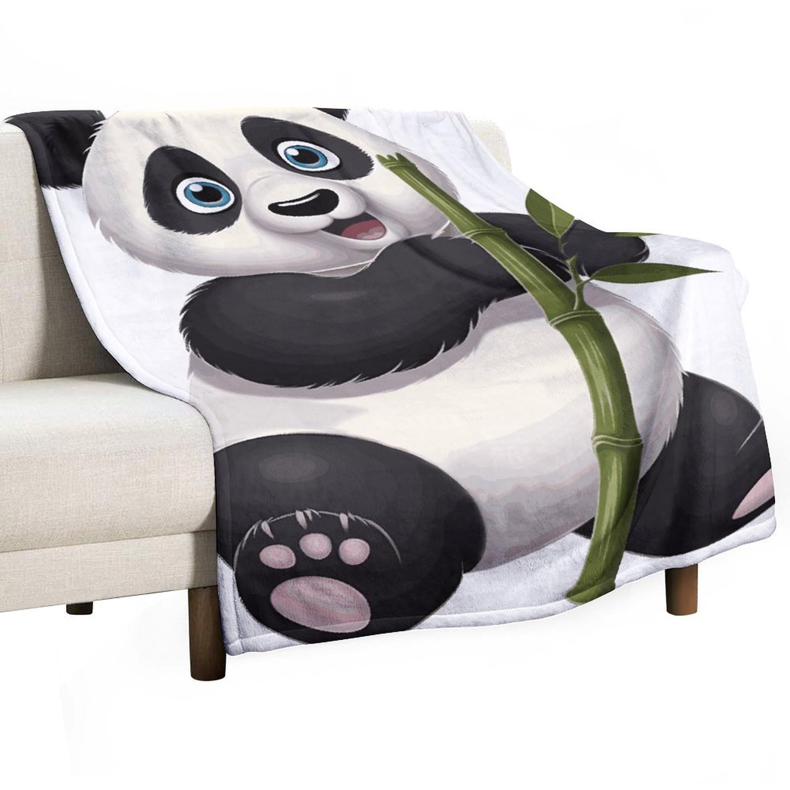 Couverture chaude flanelle motif panda couvre-lit léger