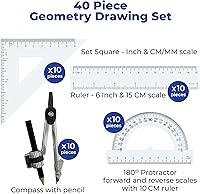 Vista 2 de Virginia's Store Juego de geometría de precisión de 40 piezas (10 juegos de 4 piezas)