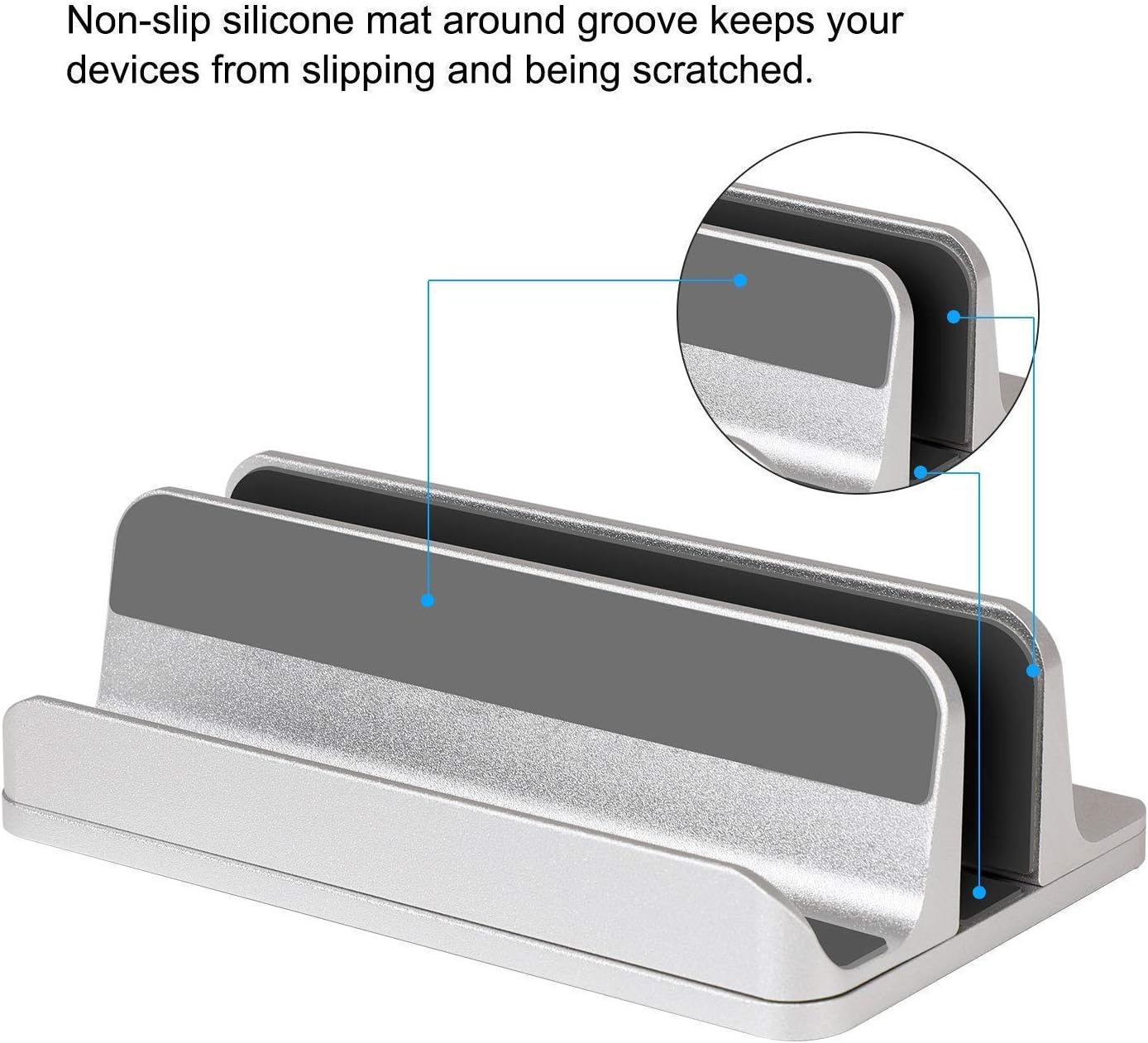 JARLINK Vertical Laptop Stand Bundle with (Upgraded Version) Vertical Laptop Stand, Desktop Stand Adjustable Laptop Holder (up to 17.3 inches) Compatible with All Laptops iPad Tablet (Silver)