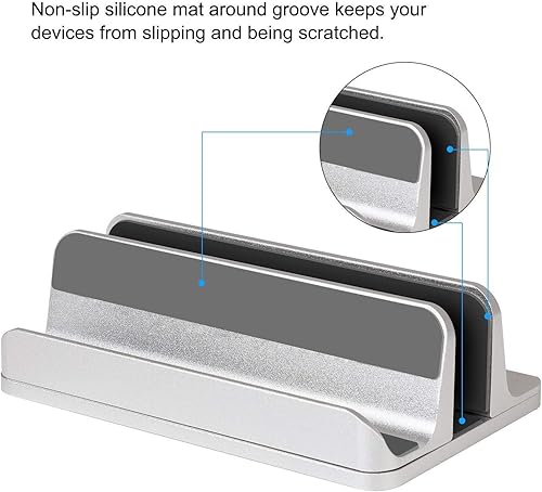 Miniatura 6 de JARLINK Paquete de soporte vertical para laptop con (versión mejorada) soporte vertical para laptop, soporte de escritorio ajustable para laptop