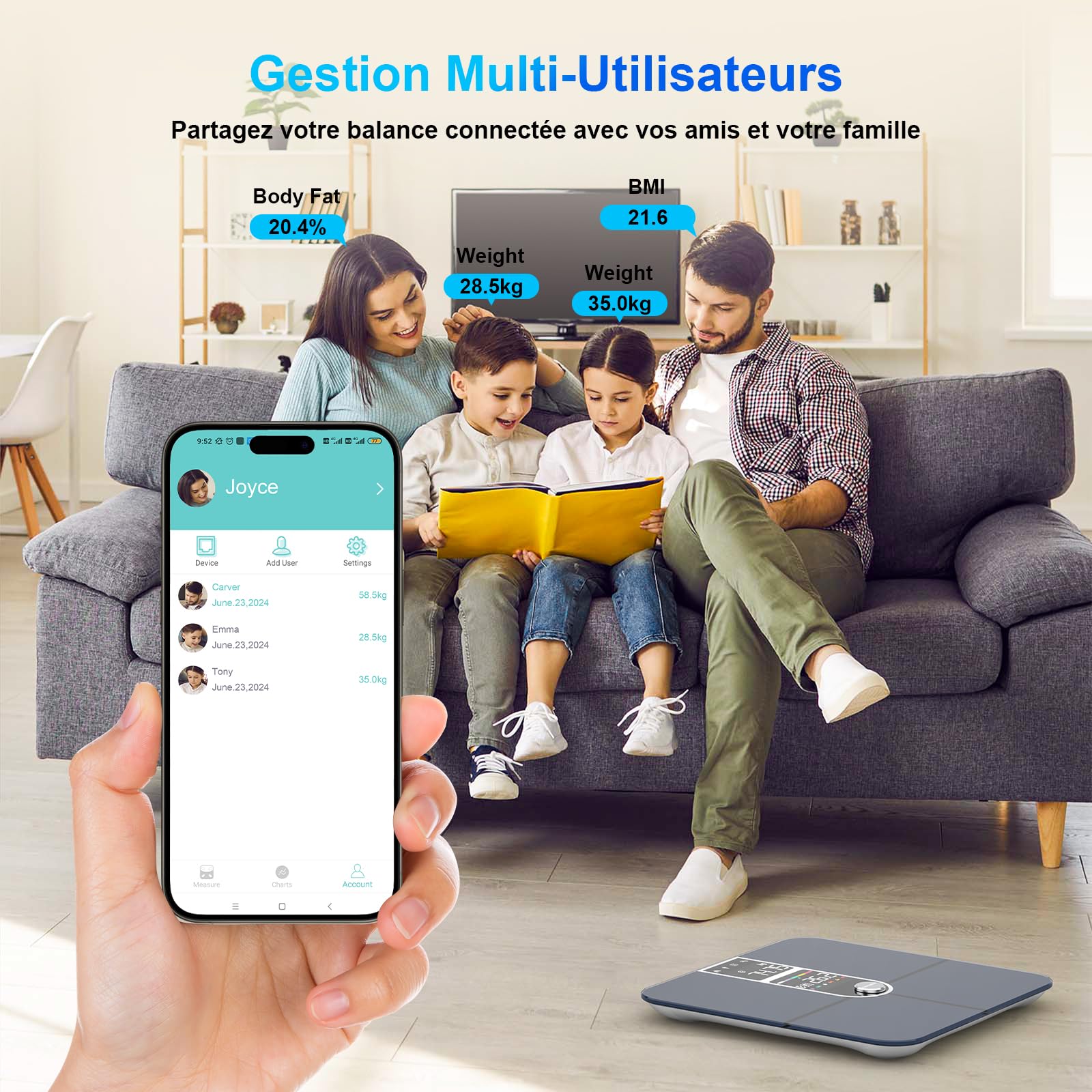 Healthkeep Pèse Personne Balance Connectée Bluetooth Avec 2 Écrans VA et Technologie de Revêtement ITO, 16 Données Corporelle avec Fréquence Cardiaque APP pour Andriod et iOS 180kg/400lb, Argenté