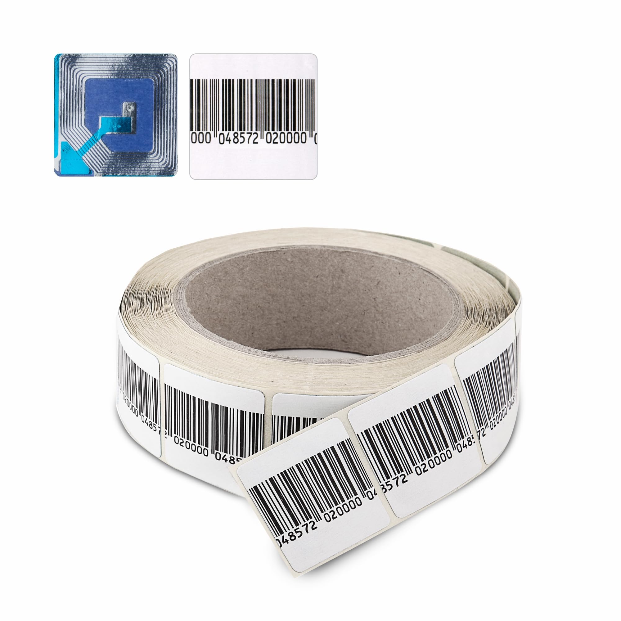 2000 Paper Security Labels 2.0 X 2.0 Inch RF 8.2Mhz White w/Fake Barcode Checkpoint Compatible – Effective Anti-Theft Labels Compatible with EAS Loss Prevention Systems by Bullseye Protection
