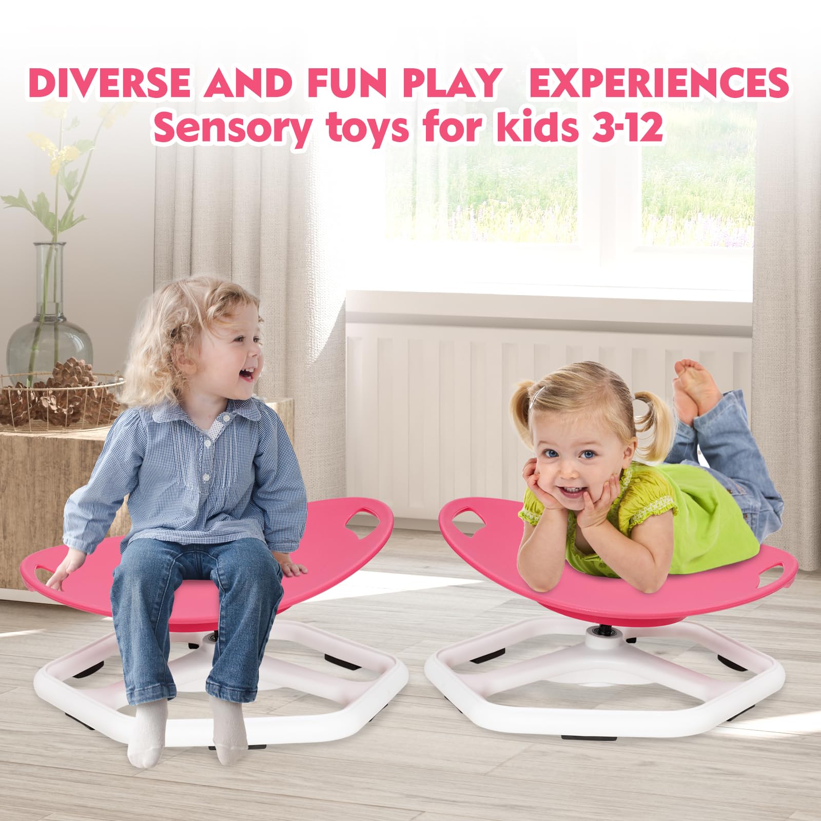 Chaise pivotante pour Enfants autistes, avec poignée de sécurité et Design antidérapant, entraînement de Coordination Physique et équilibre, Rose