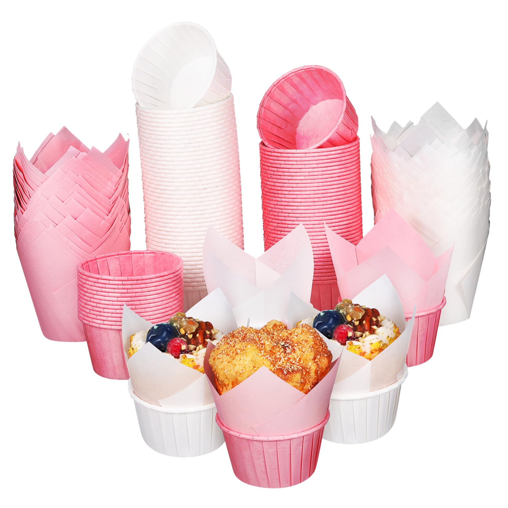 Moldes para Cupcakes y Muffins 200 Piezas de Papel para Hornear | Uso Desechable, Superficie Lisa y Alta Temperatura, para Cumpleaños y Bodas