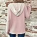 Hoodies for Women V Neck Button Waffle Knit Hooded Sweatshirts Lightweight Drawstring Casual Long Sleeve Pullover (Light Pink,Medium)