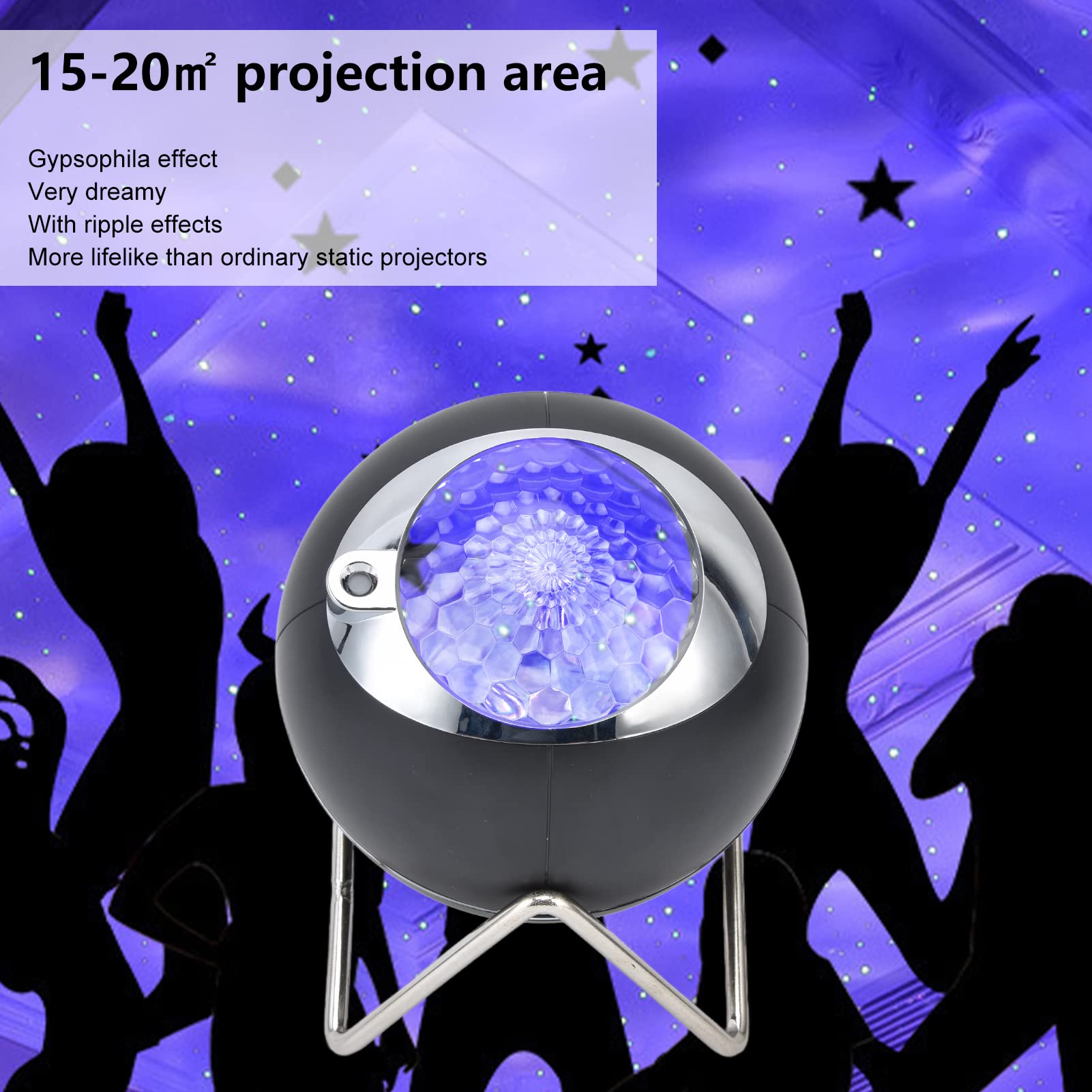 Lámpara de proyector de estrellas, luz nocturna de proyección de sincronización con Control remoto táctil colorido y música para fiesta infantil