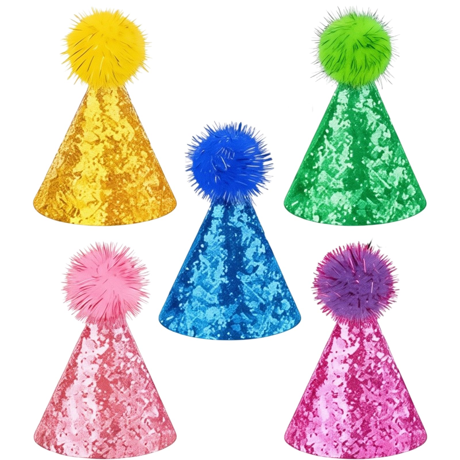 Shensuii Party Hats, Mini Glitter Birthday Hat, 5Pcs
