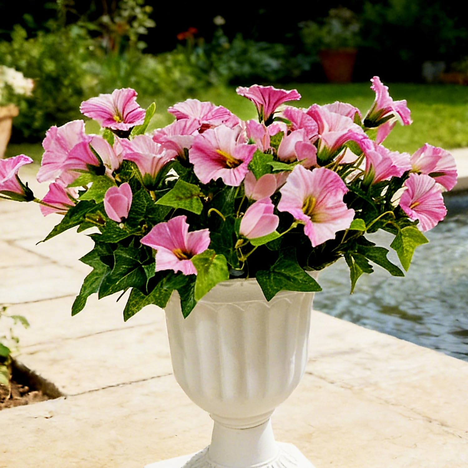 Aisamco Artificial Flowers Plants for Outdoor and Indoor Decoration,6 Bundles Fake Silk Morning Glory Flower UV Resistant for Home Planter Porch Patio Yard Garden Balcony DΓ©cor (Pink)