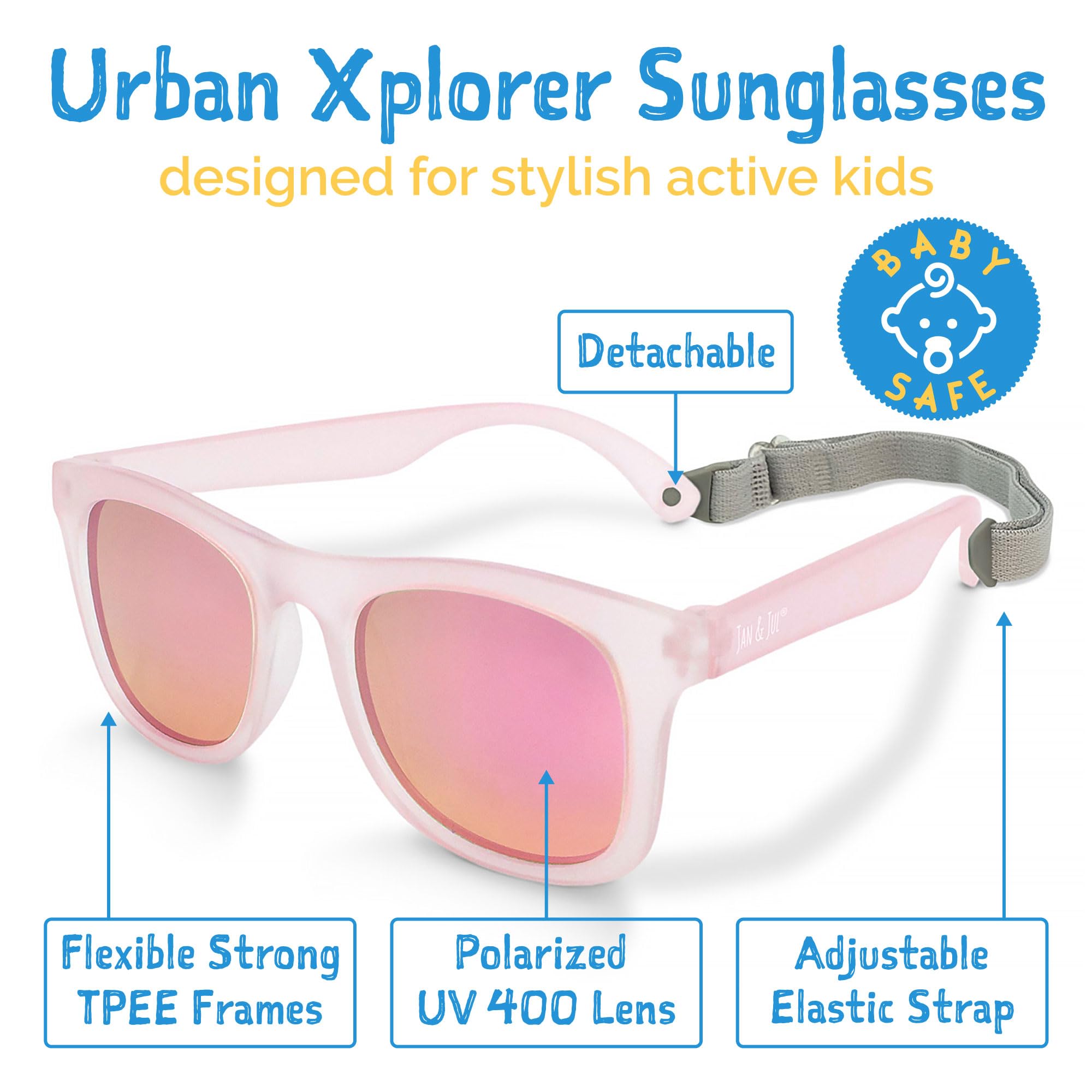 Jan & Jul Occhiali da Sole Polarizzati per Neonati e Bambini, Flessibili con Protezione UV-400 e Cinturino per Bimbi e Bimbe