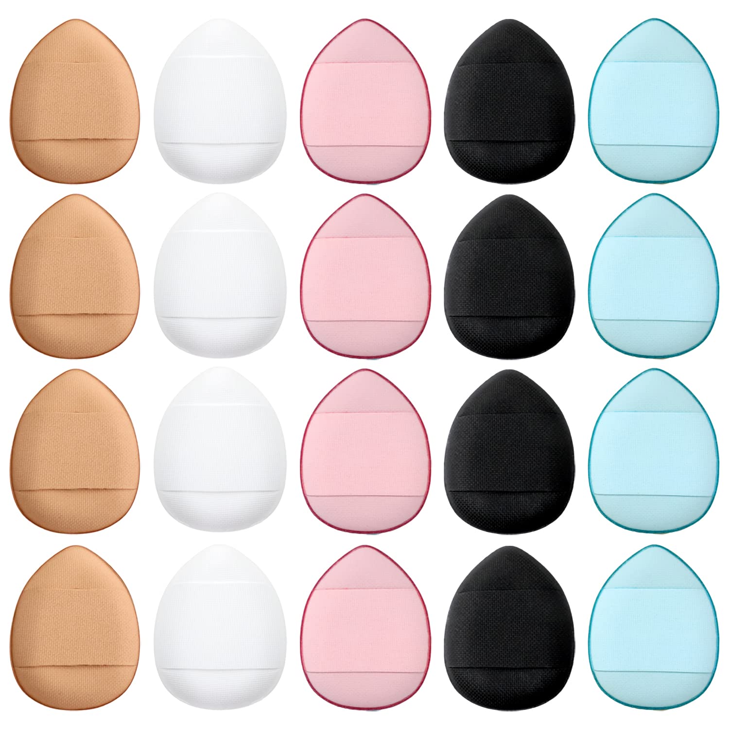 Honbay 20PCS Mini Finger Puff Soft Finger Makeup Sponges Cosmetic Makeup Puff Pads Tools for Foundation Concealer Eye Shadow Cream (5 Color)