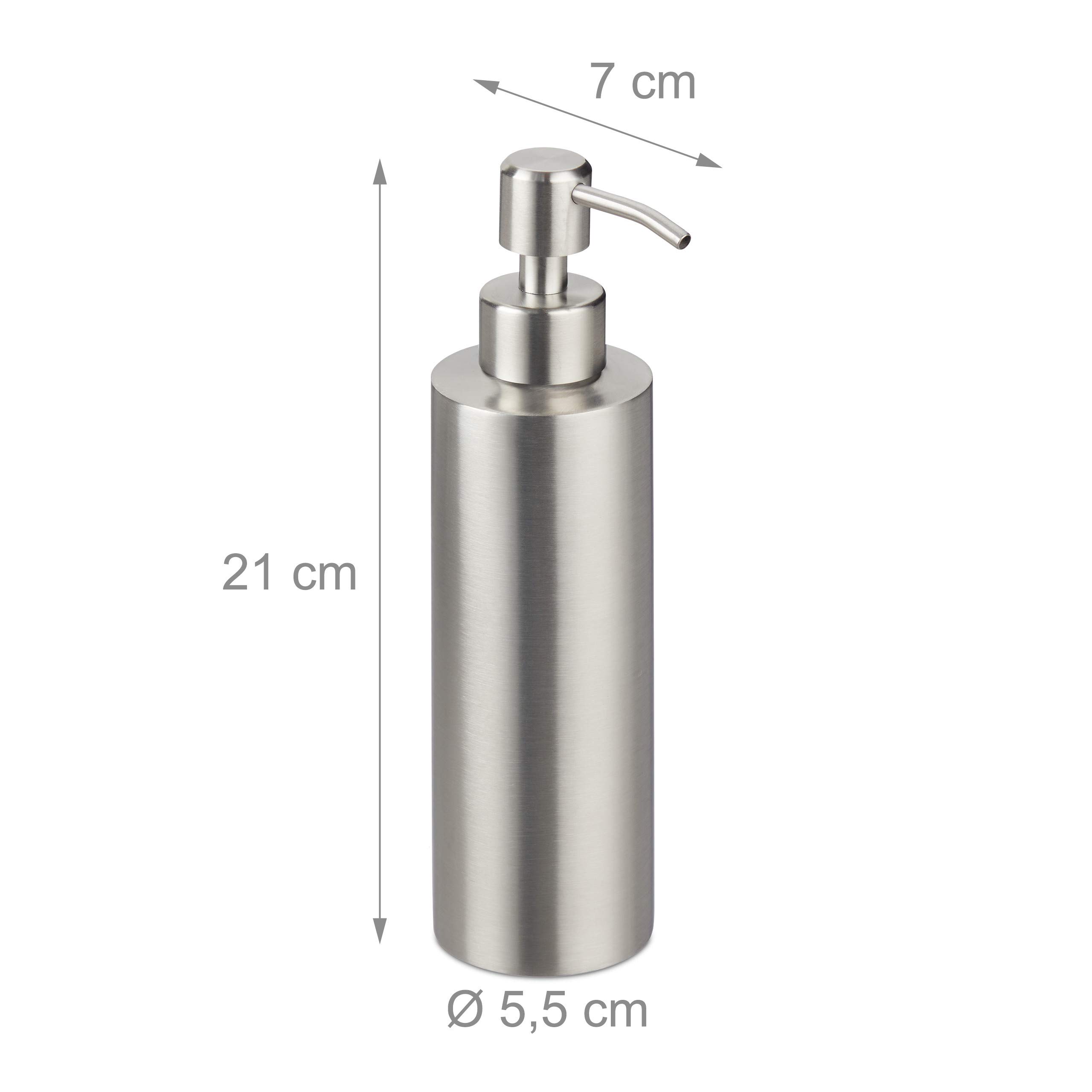 10 dispenser di sapone ricaricabile, bagno, WC, cucina, erogatore di sapone liquido, in acciaio inox spazzolato, 300 ml, argento