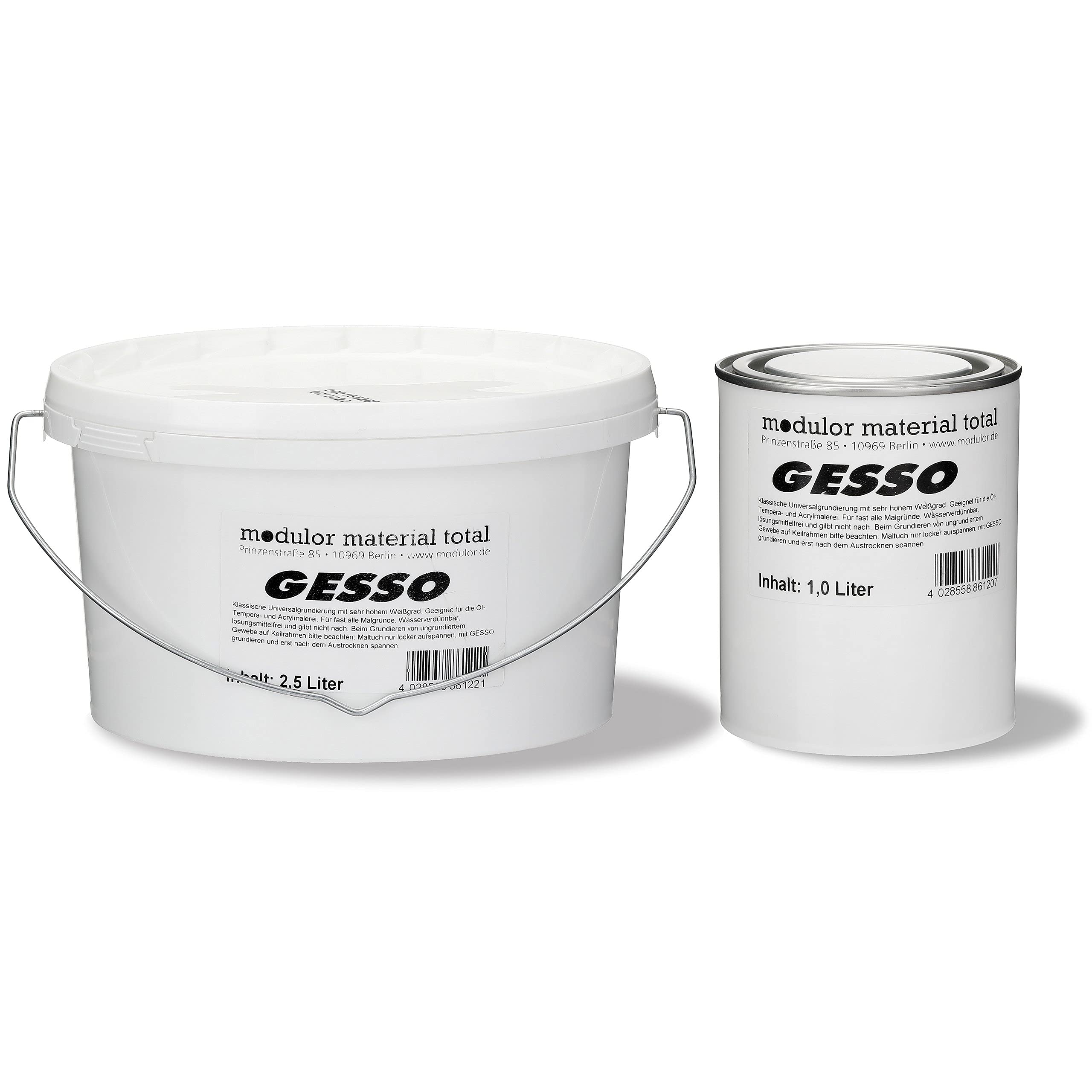 Gesso Universalgrundierung, Kunststoffeimer mit 2,5 Liter, Weiß Matt