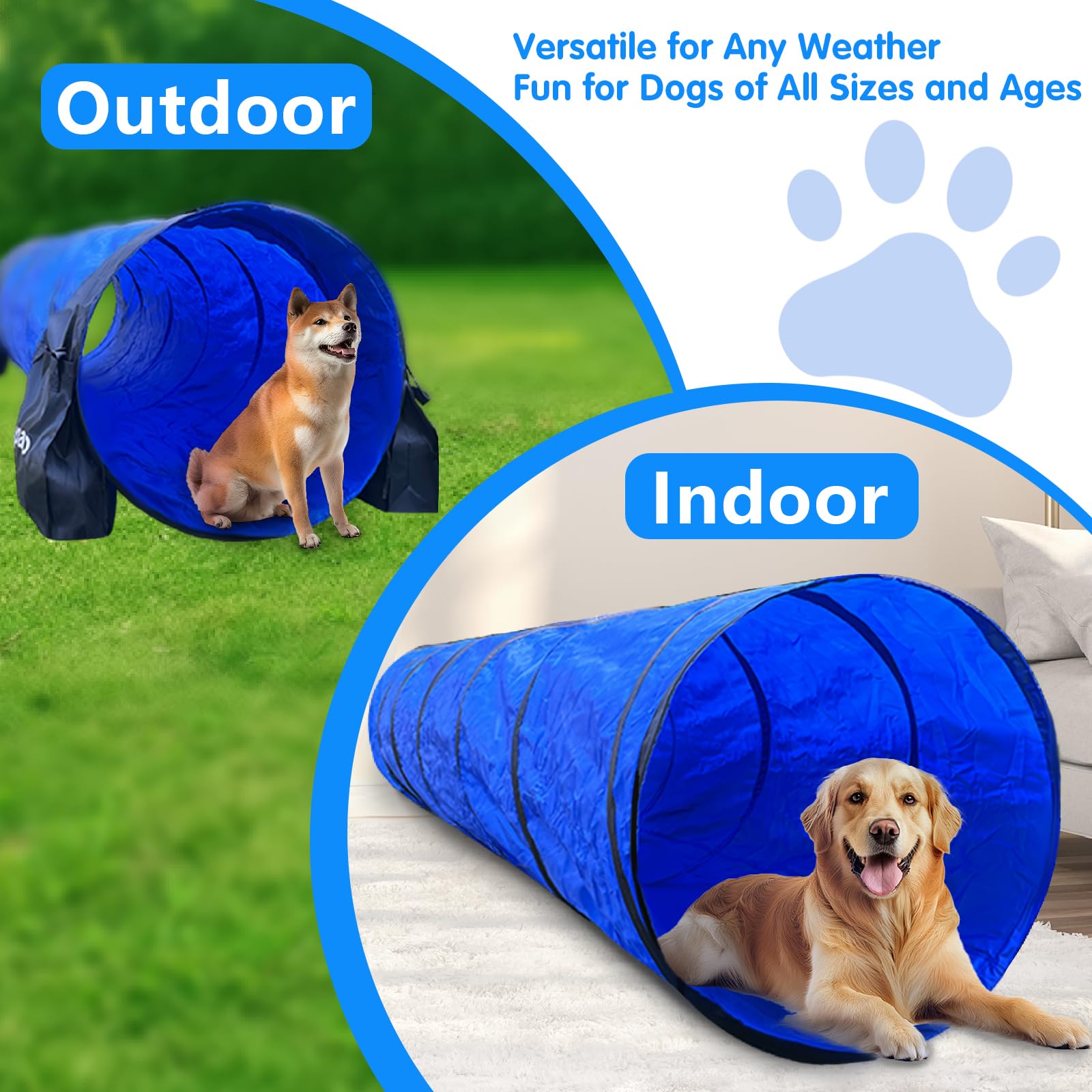 Dog Agility Training Equipment Tunnel:JOPAVO 10 Foot Agility Tunnel with 2 Pack Sandbags, Carry Bag and 4 Ground Spikes.Ideal Agility Equipment for Dog Obstacle Course,Exercise&Park - image 3