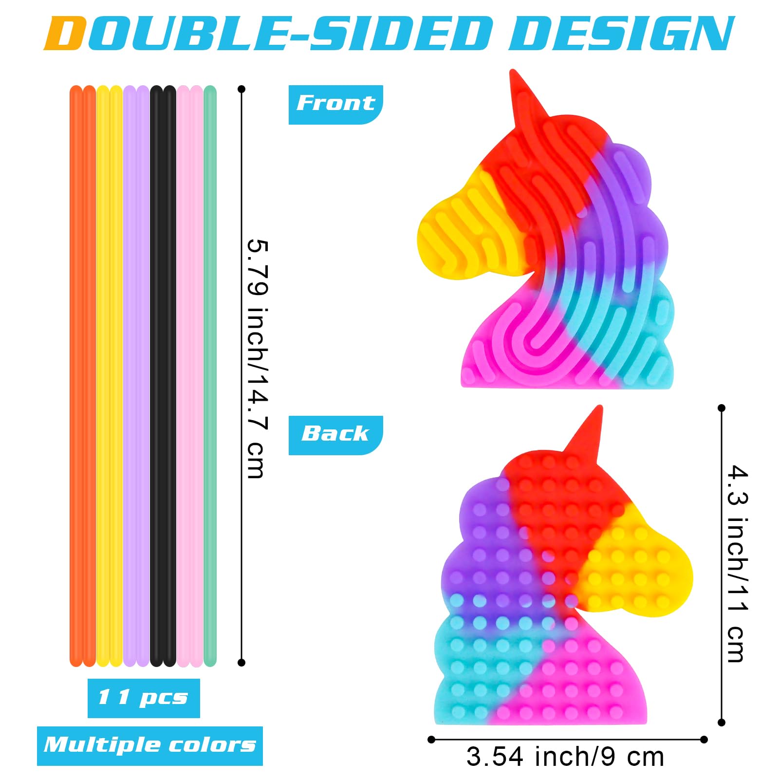 Sensory Activity Board, Silicone Fidget Toys for Autism ADHD, Stress Anxiety Relief, 6 Colors Double Side Calming Play - Image 2