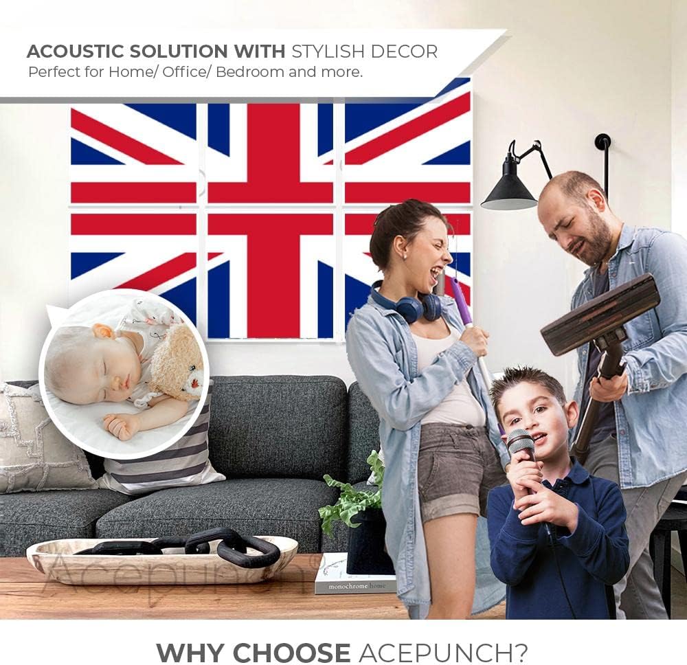 6 Pcs Decorative DIY Felt Wall Art Acoustic Panel Display Sound Reducing Barrier & Noise Reduction for Recording in Studio Room & Home Strong Adhesive Flag Design D 23.6 x 35.4 in AP1229