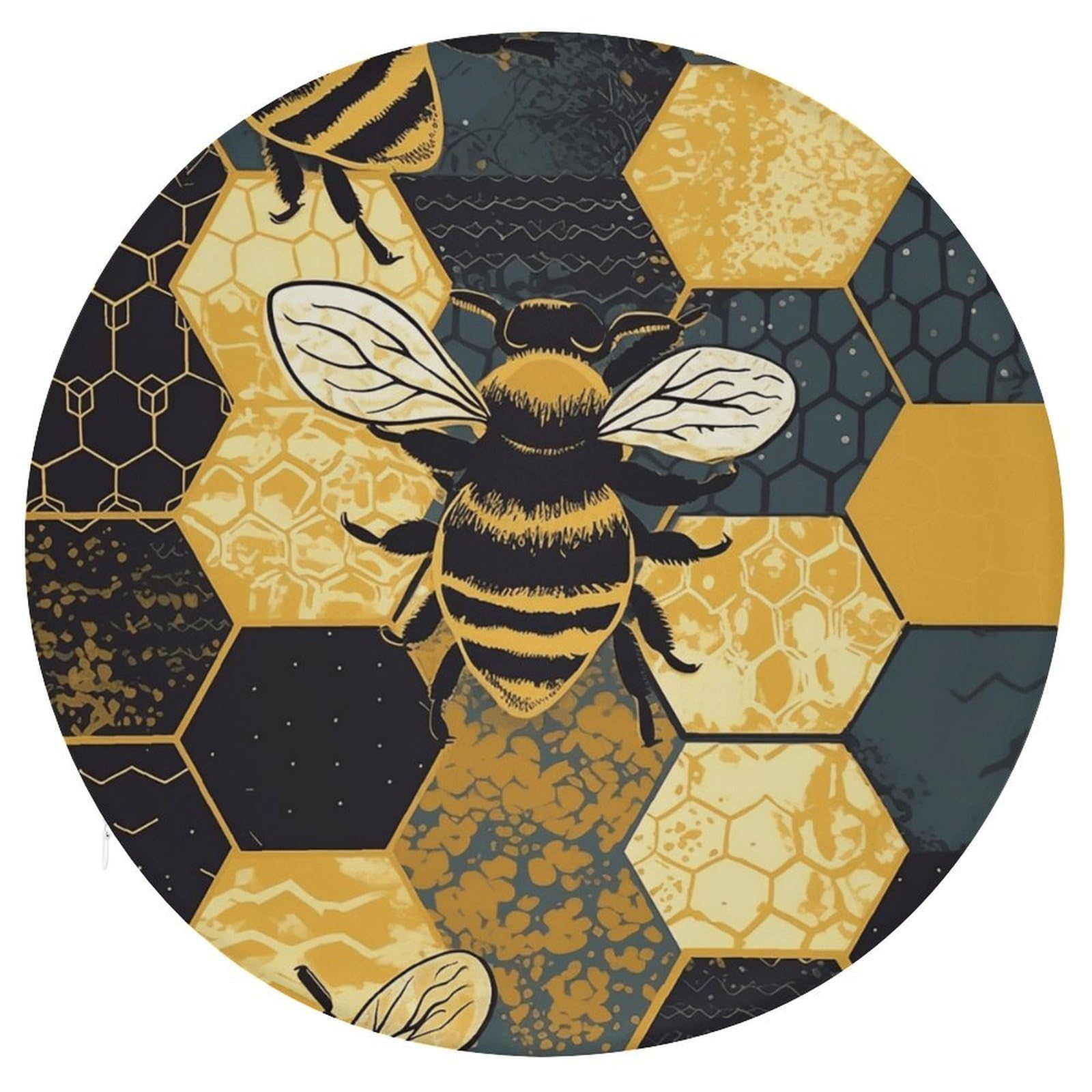 Wsoihfec Style Bee Geometric Honeycomb Seat Cushion Round Chair Pad