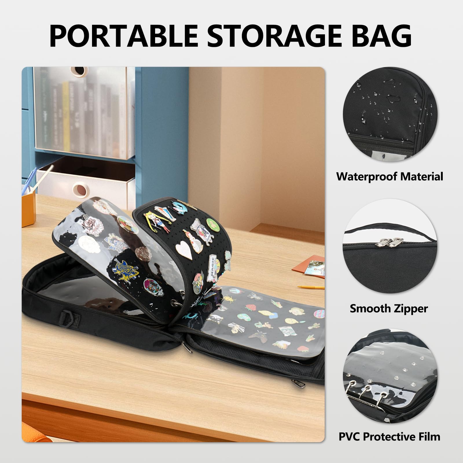 Anycosy Enamel Pin Display Bag Pins Storage Organizer 6 Page Collectible Pin Board Pin Display Case for Collectors Travel Brooch Display Bag for Sports Pins,Memorial Pins, Pin Display Case