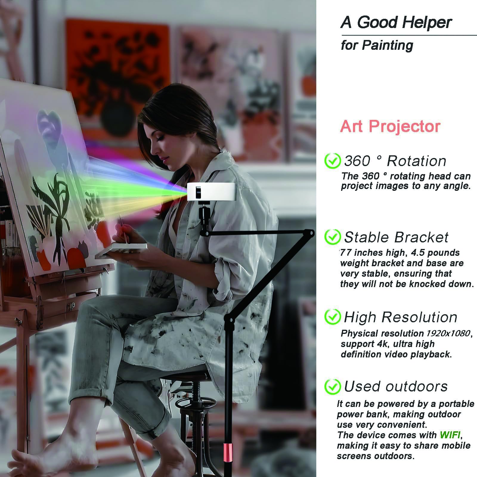 Kunst Projektor Zum Zeichnen Und Nachzeichnen – Smarter Skizze Projektor Mit Einstellbarem Fokus, Tragbares Desktop- Und Wandprojektionswerkzeug Für Kinder, Künstler, Malerei Und Tortendekoration