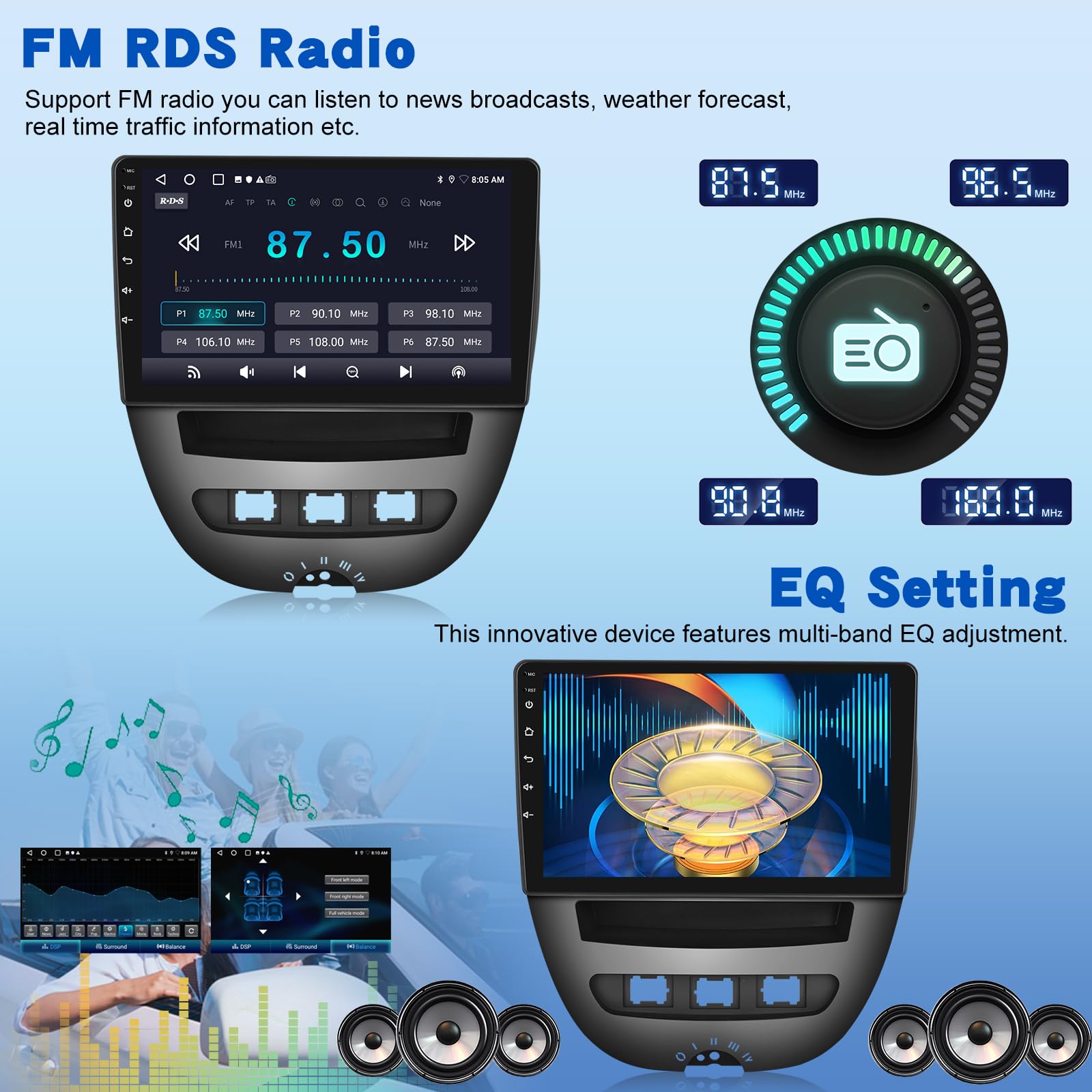 [2G+64G] Android Autoradio per Toyota Aygo/Peugeot 107/Citroen C1 2004-2014 con Senza Fili Carplay e Android Auto, Autoradio Touch Screen HD da 10,1 pollici con GPS/WiFi/Bluetooth/EQ/FM RDS