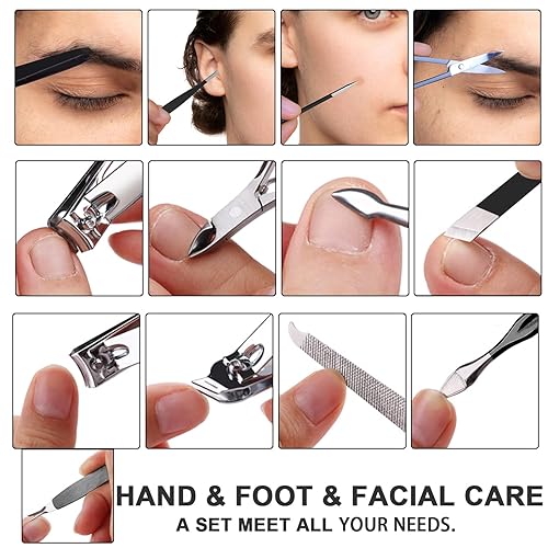 Miniatura 4 de FAMILIFE Kit de uñas, juego de manicura profesional, juego de cortaúñas 13 en 1, juego de pedicura de acero inoxidable, herramienta de aseo para