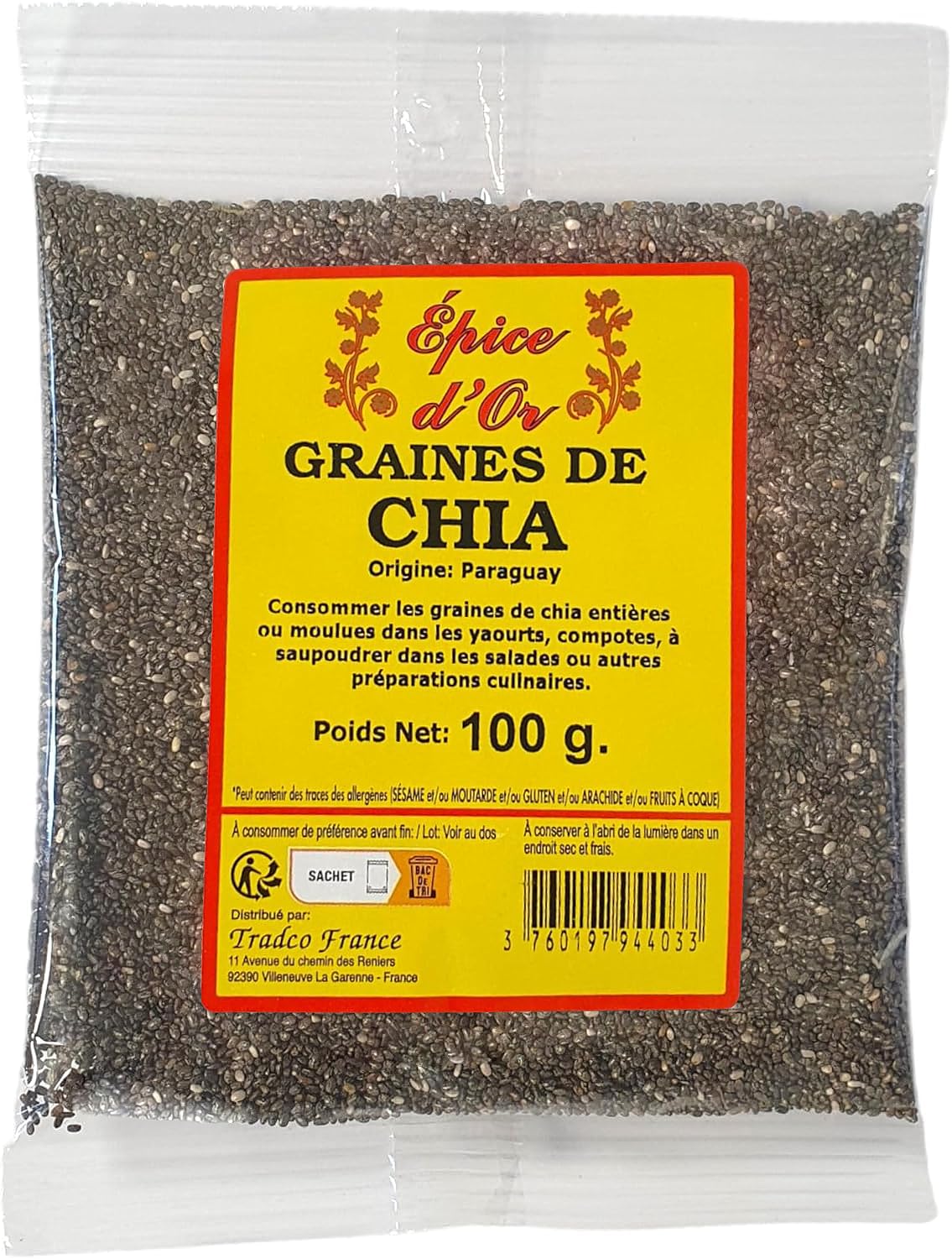 Graines De Chia Bio 100g Balla - Naturelles Et Riches En Oméga-3, Aliment Sain