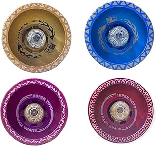 لعبة يويو دوارة لامعة مصنوعة من المعدن للأطفال بسرعة عالية، 4 قطع