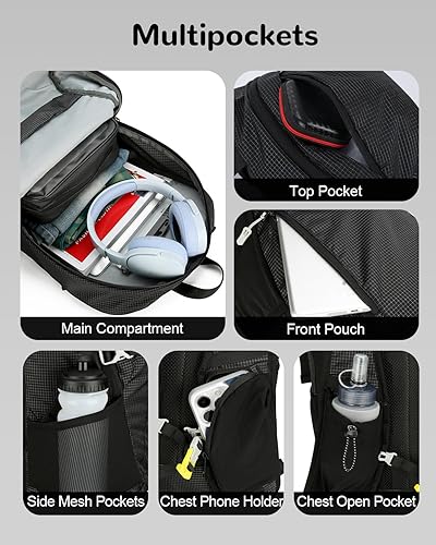 Miniatura 3 de Mochila de senderismo pequeña de nailon impermeable para hombres y mujeres, mochila de senderismo ligera con soporte de espalda de EVA transpirable,