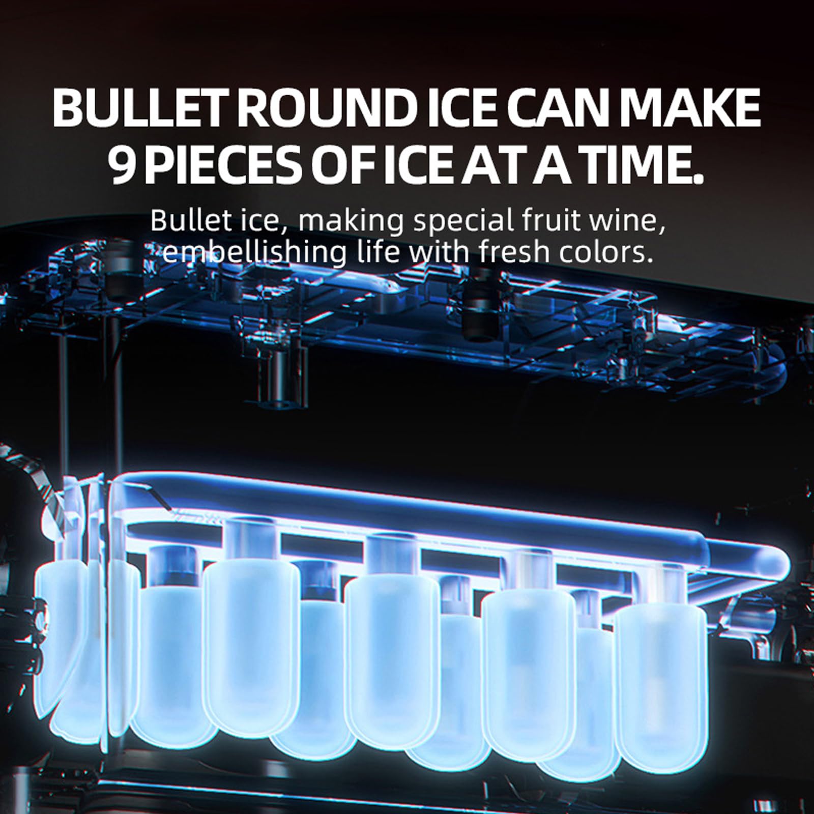 Ice Cube Machine,Eismaschine,1,2L-Wassertank,Eisproduktionskapazität 12Kg/24h,9 Eiswürfel (5mm) Pro Durchgang,Leiser Betrieb, Selbstreinigend,Küche/Camping/Eisgetränke