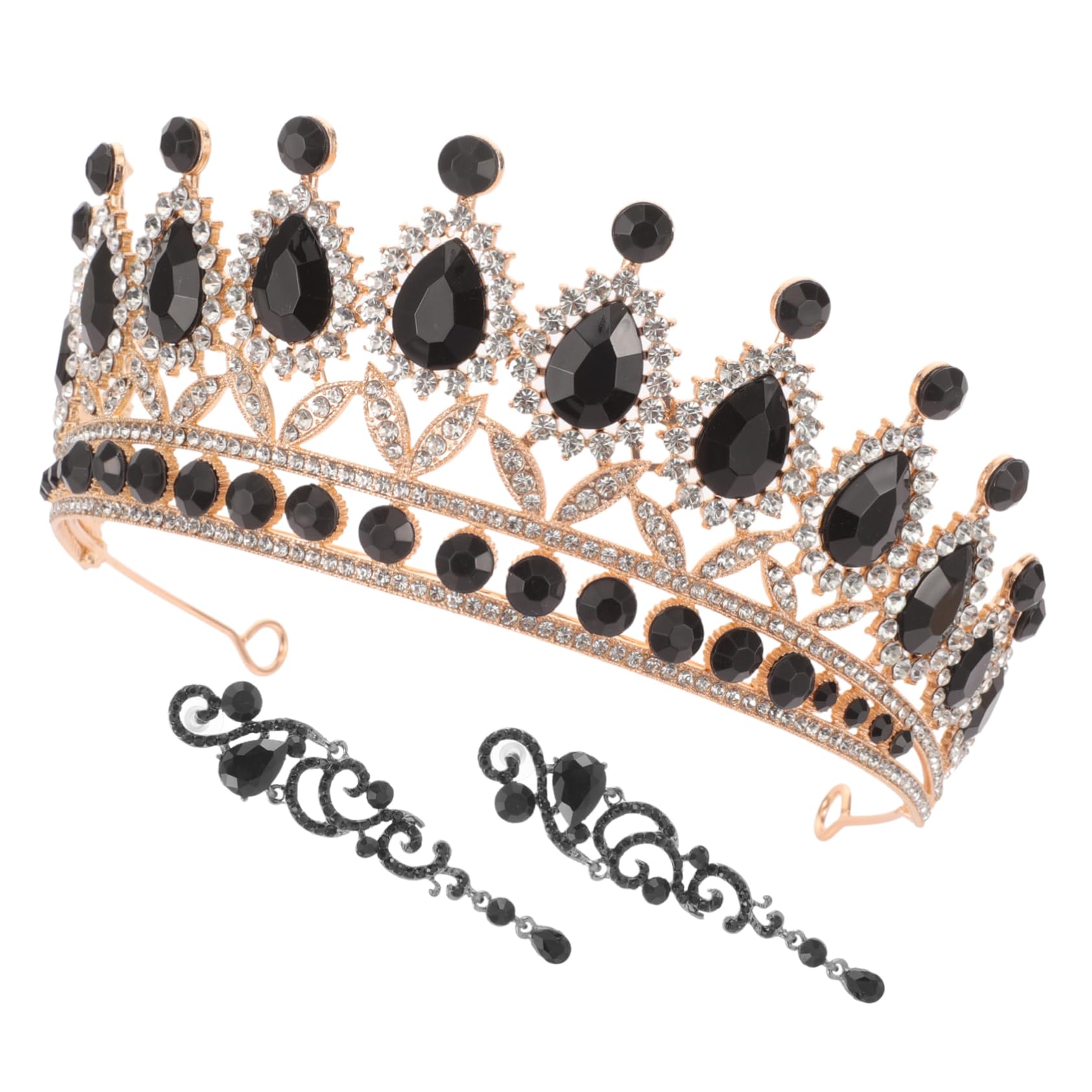 Healeved 5 Juegos Conjunto de Joyería para Mujer con Diadema de de Brillantes y Pendientes Colgantes para Bodas y Cumpleaños Diseño Vintage