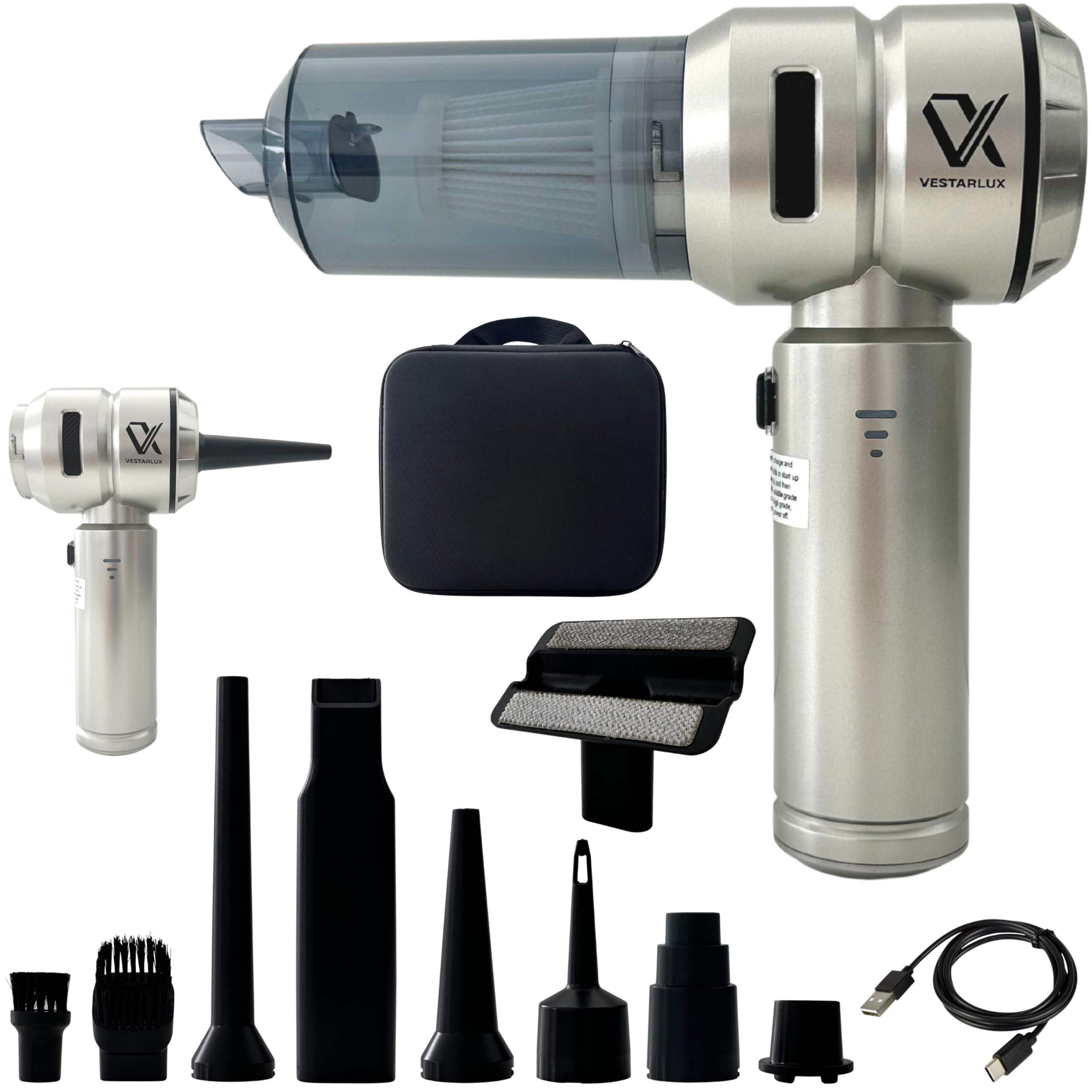 Cordless Handheld Car Vacuum Cleaner – Powerful 25000PA Suction, 3-Speed Brushless Motor, Mini Portable 4-in-1 Vacuum & Blower for Car Interior, Pet Hair
